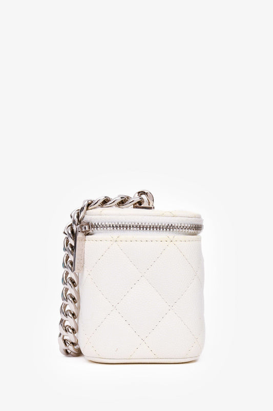 Chanel 2022 White Caviar Leather Mini Vanity Case (As Is) Handbag