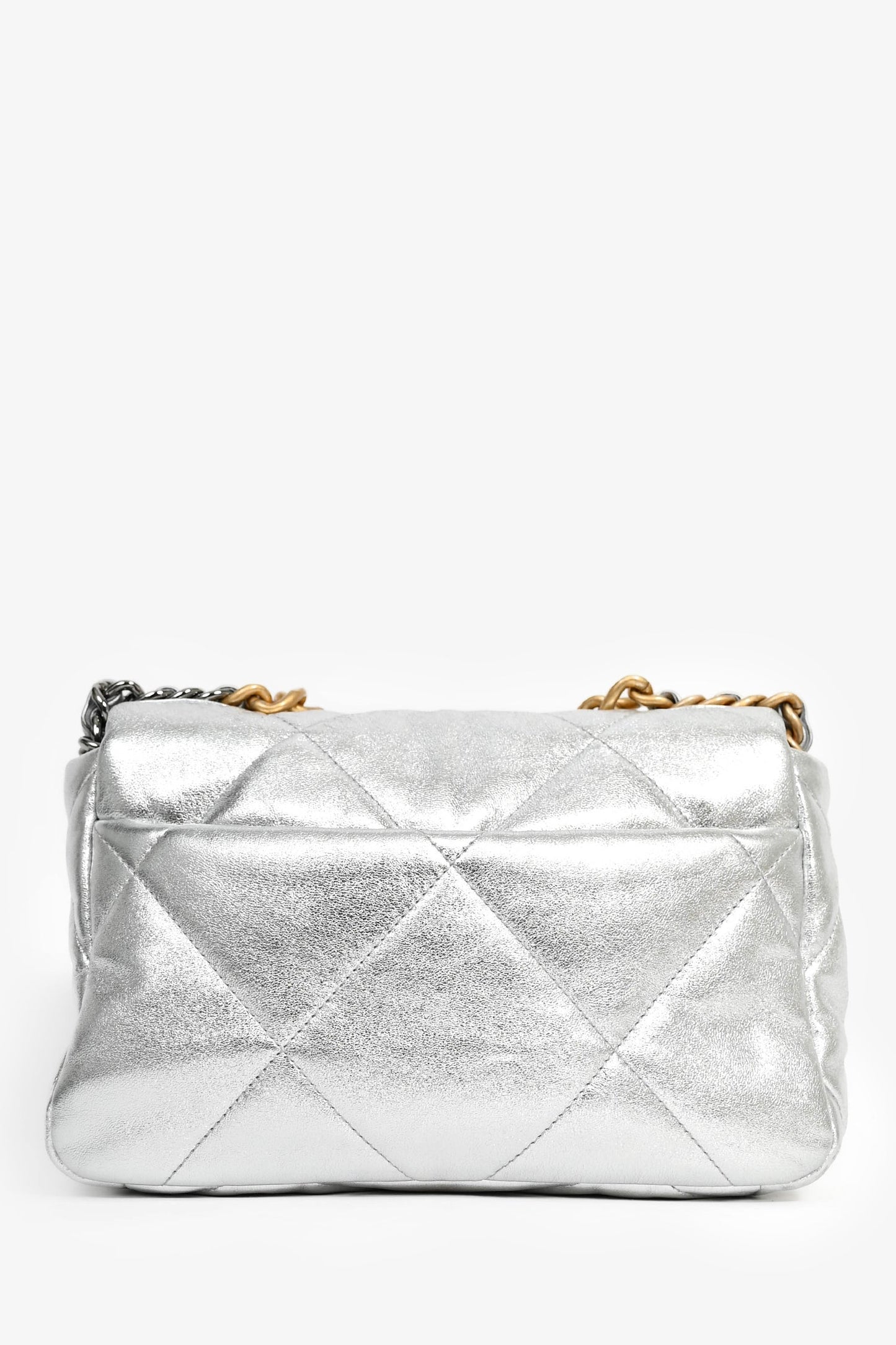Chanel 2020 Silver Lambskin Medium 19 Flap Bag