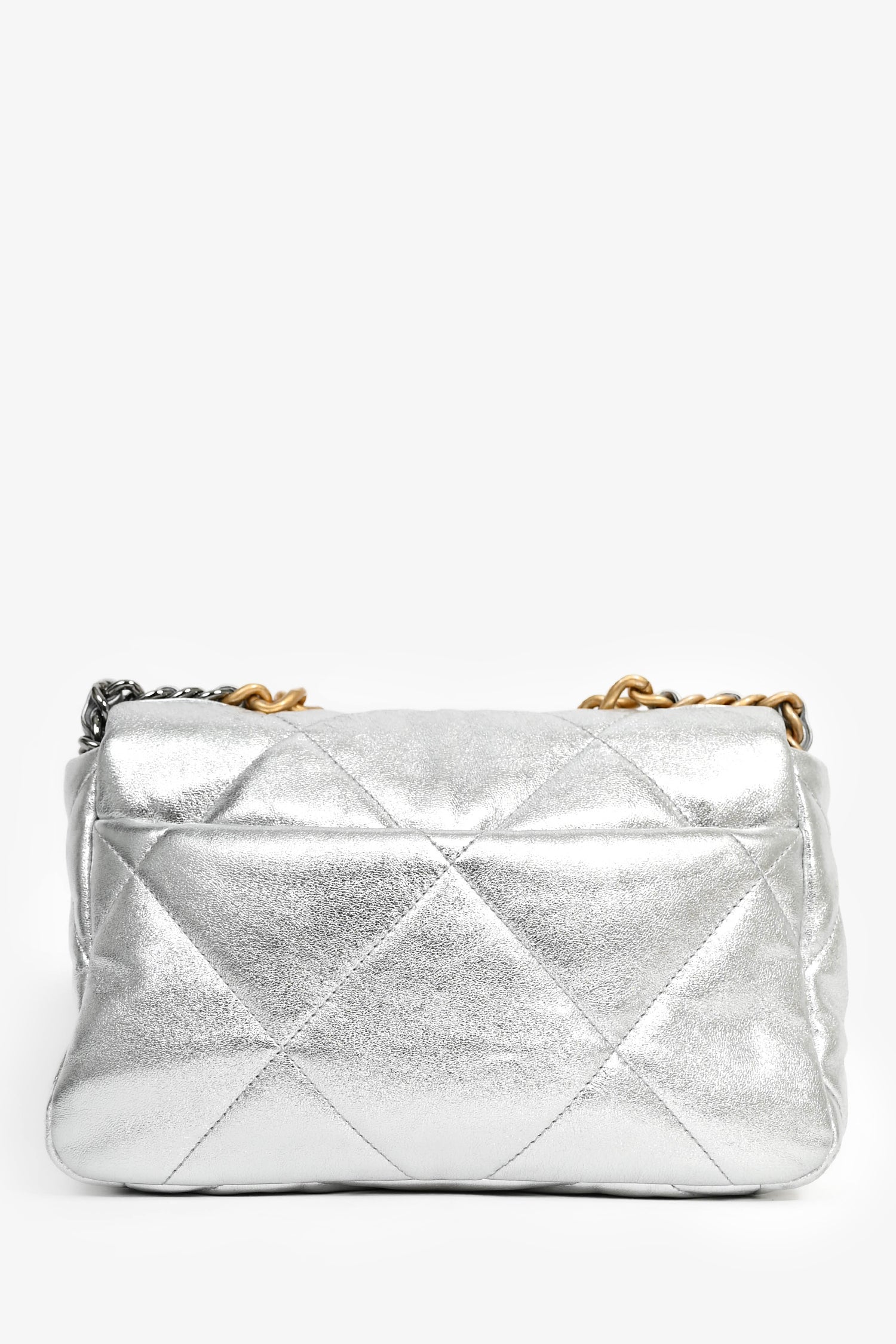 Chanel 2020 Silver Lambskin Medium 19 Flap Bag