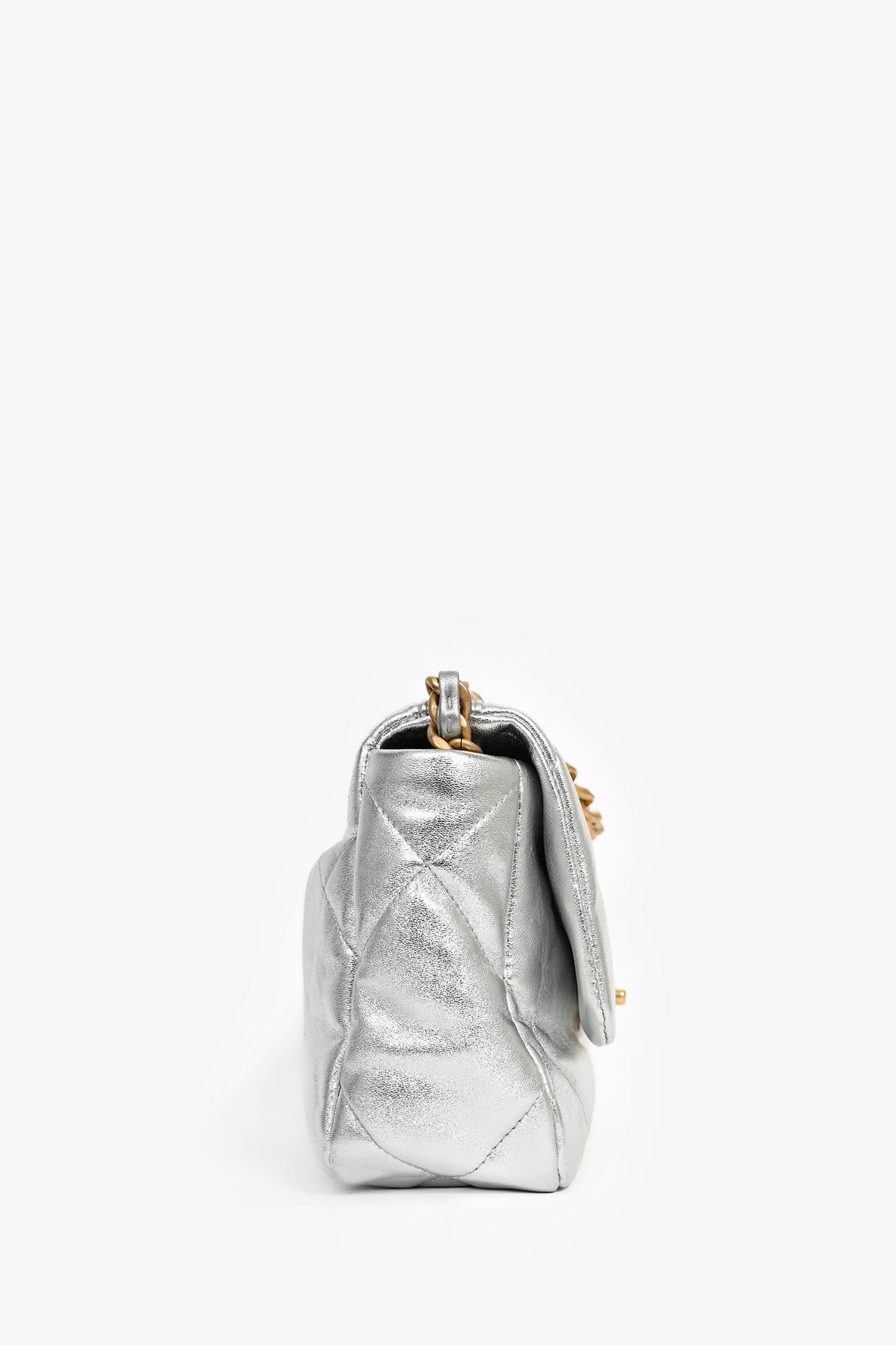 Chanel 2020 Silver Lambskin Medium 19 Flap Bag