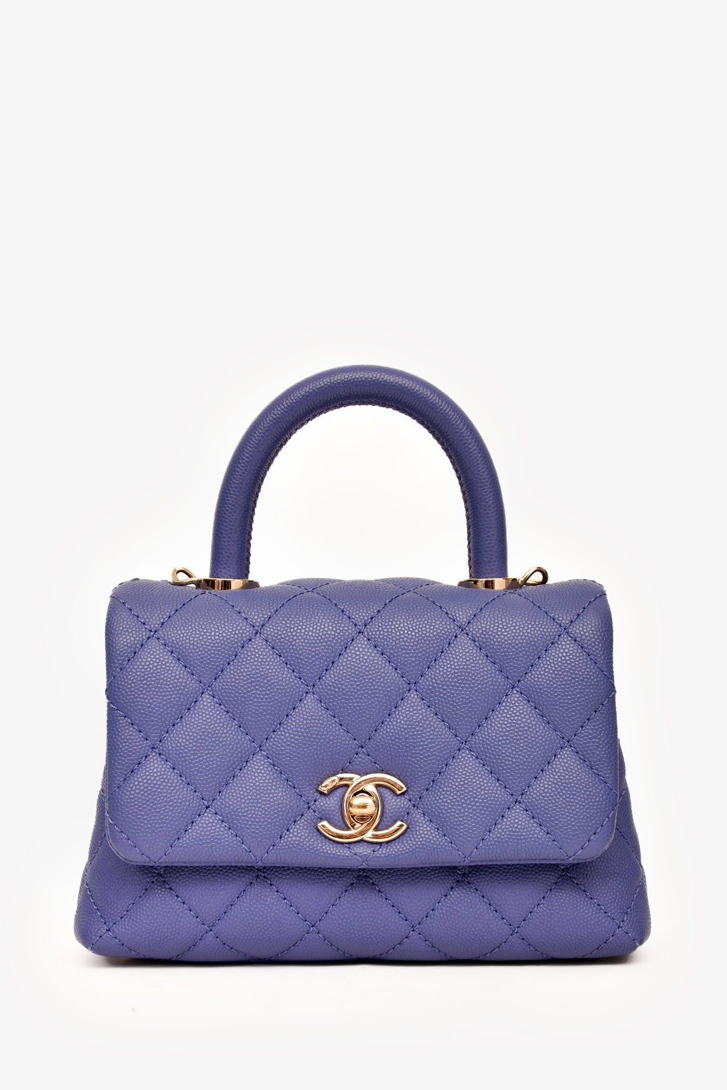 Chanel 2020 Purple Caviar Leather Mini Coco Top Handle Handbag