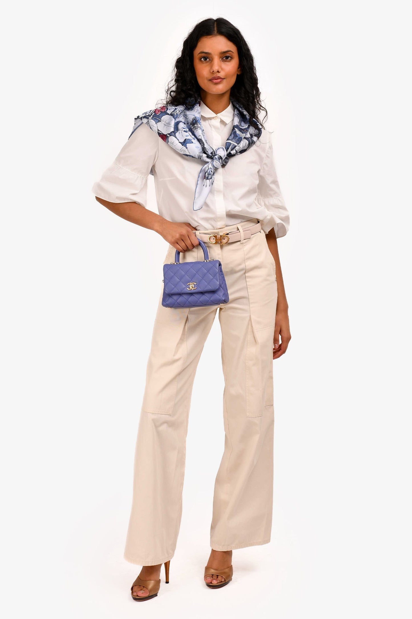 Chanel 2020 Purple Caviar Leather Mini Coco Top Handle Handbag