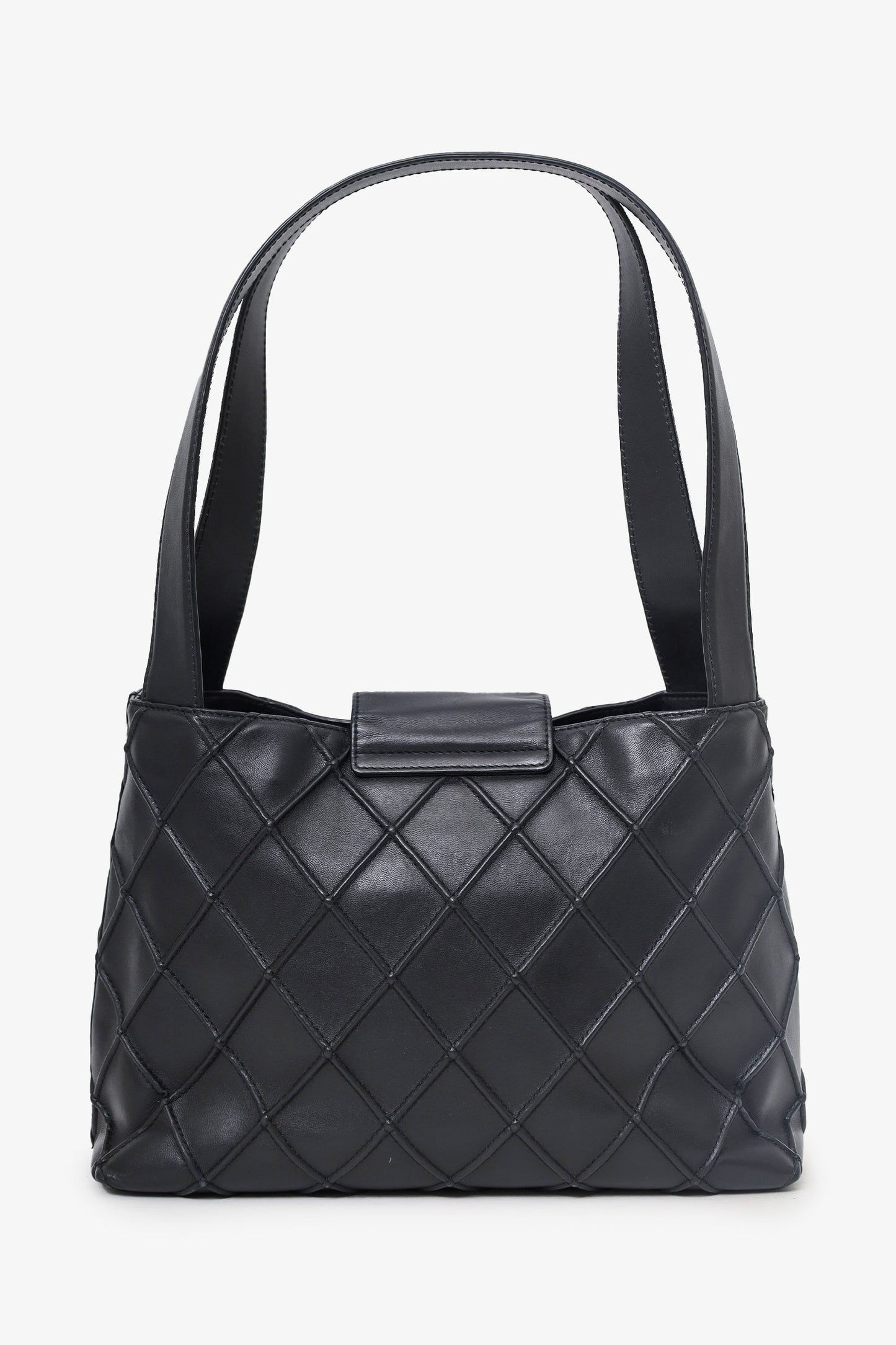 Chanel 2000-02 Black Leather Diamond Stitch CC Hobo Shoulder Bag with Pouch