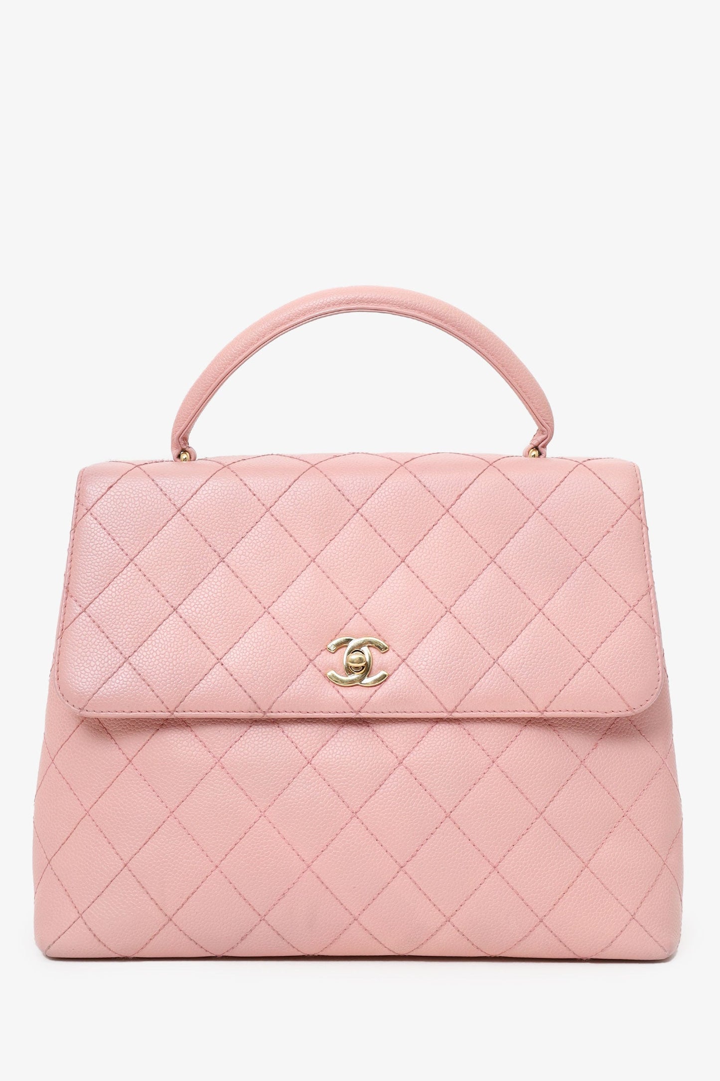 Chanel 2003-04 Pink Caviar Leather Kelly Top Handle Bag