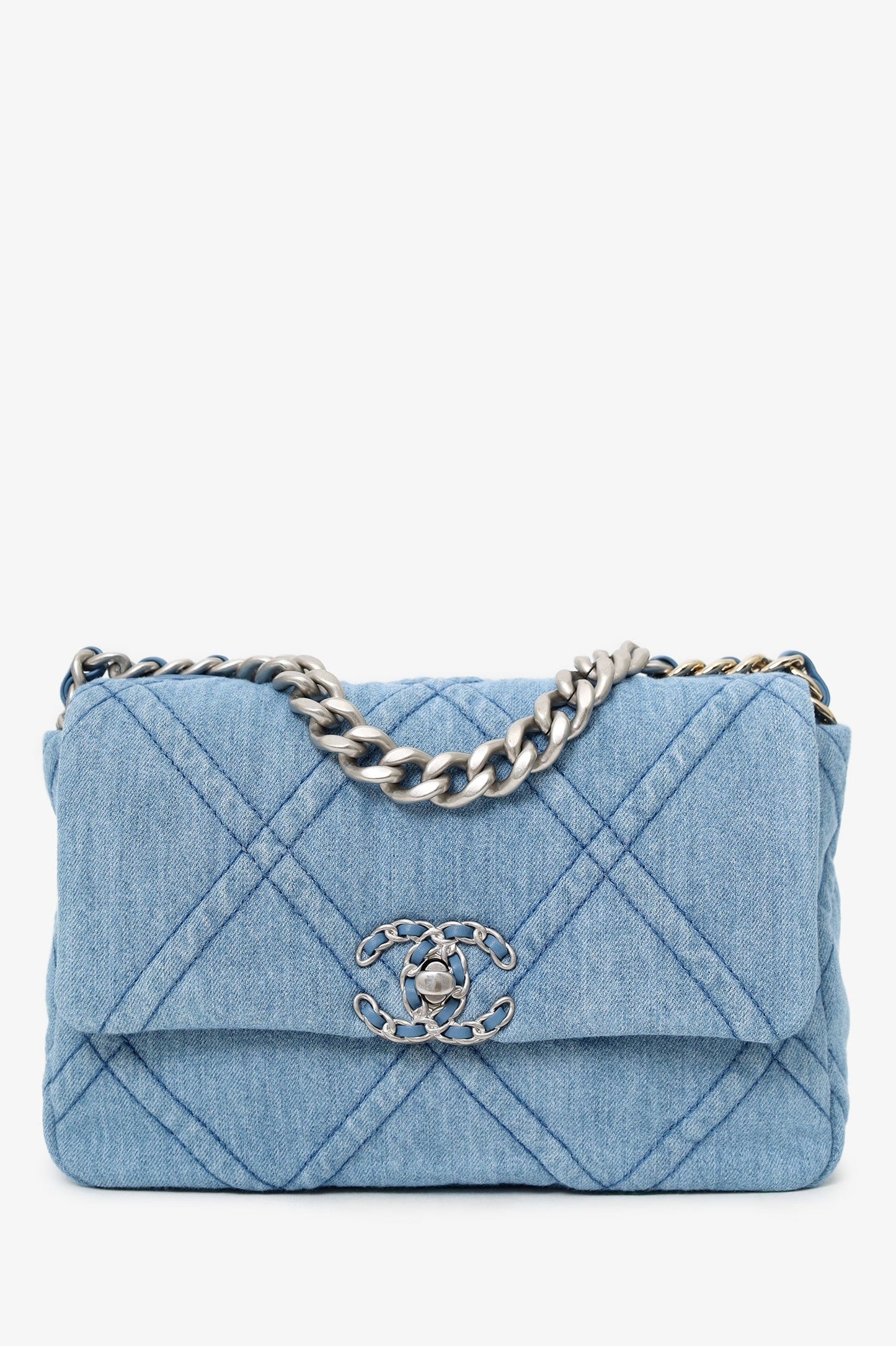 Chanel Blue 'Chanel 19' Medium Flap Bag