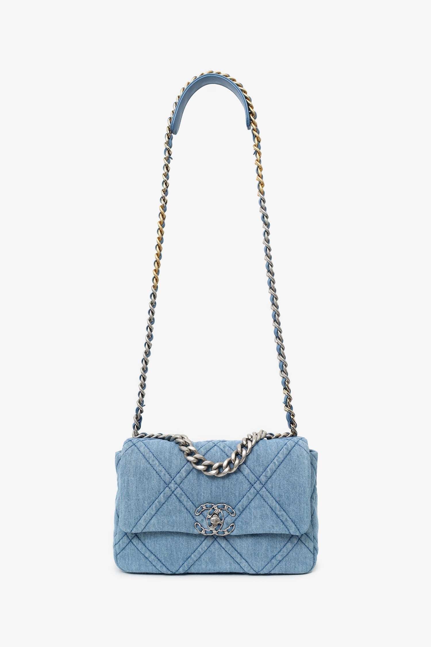 Chanel Blue 'Chanel 19' Medium Flap Bag