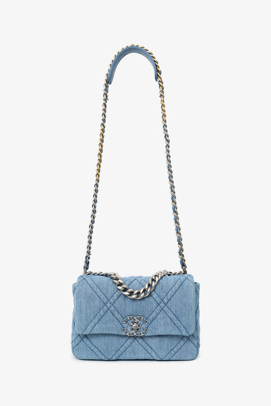 Chanel Blue 'Chanel 19' Medium Flap Bag