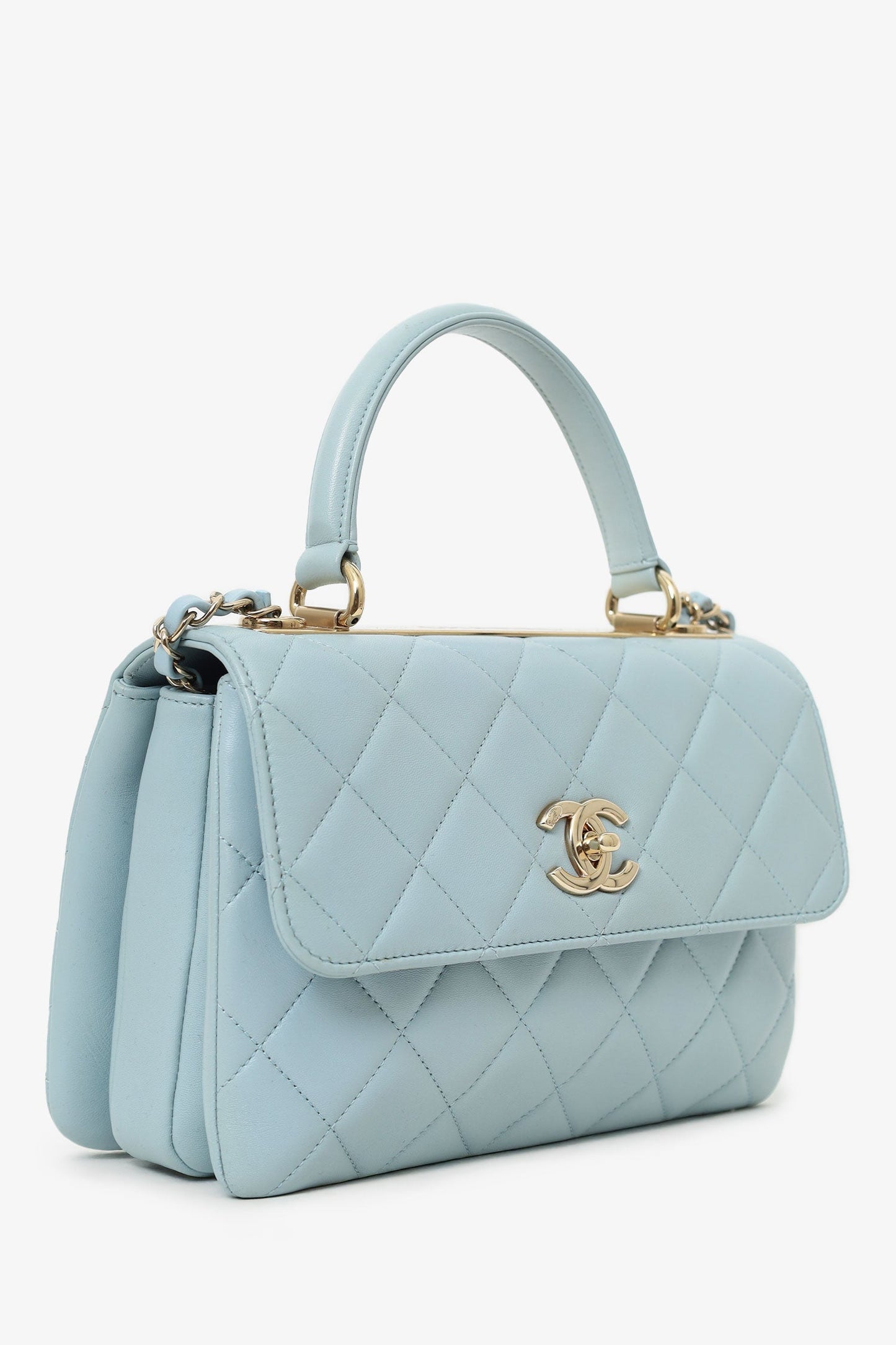 Chanel Blue Quilted Lambskin Medium Trendy CC Top Handle Handbag