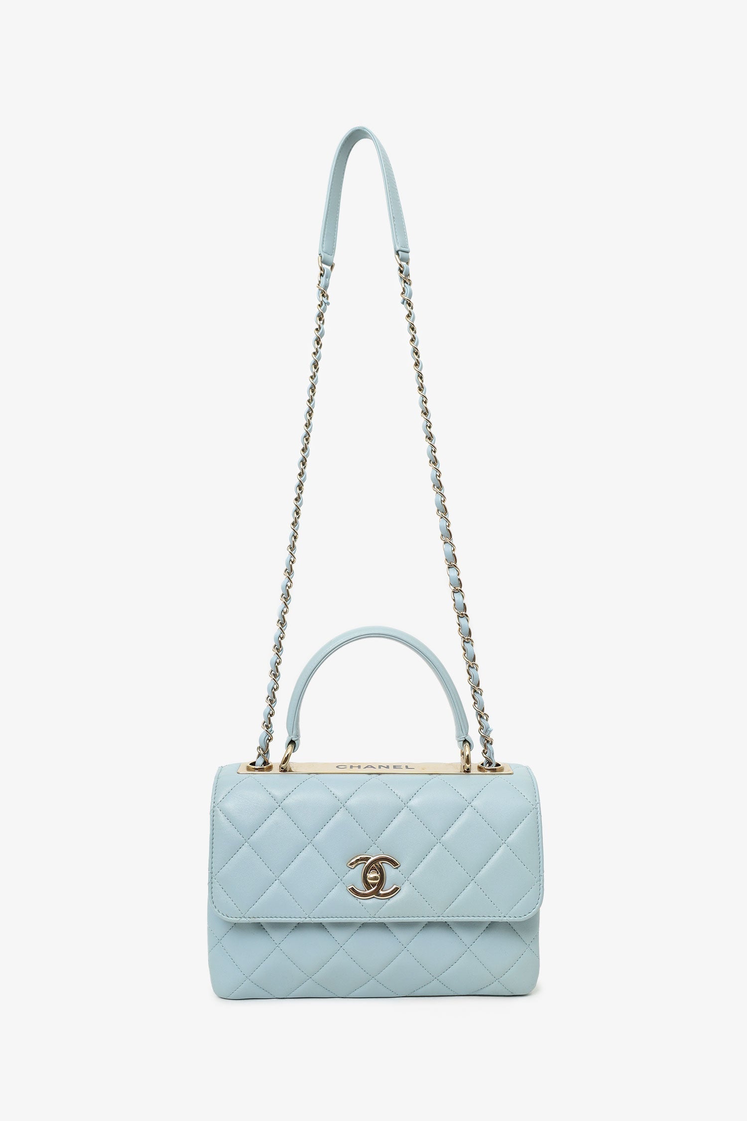 Chanel Blue Quilted Lambskin Medium Trendy CC Top Handle Handbag