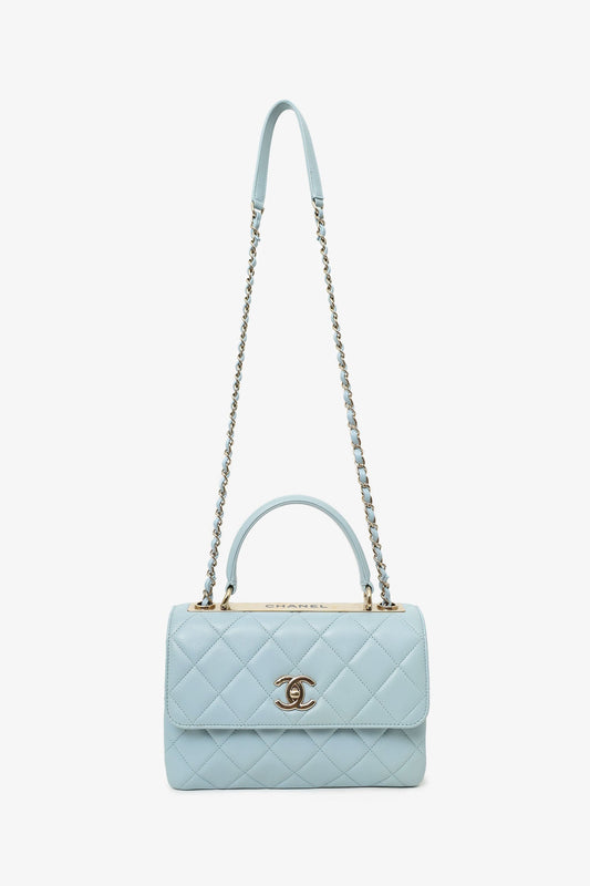 Chanel Blue Quilted Lambskin Medium Trendy CC Top Handle Handbag