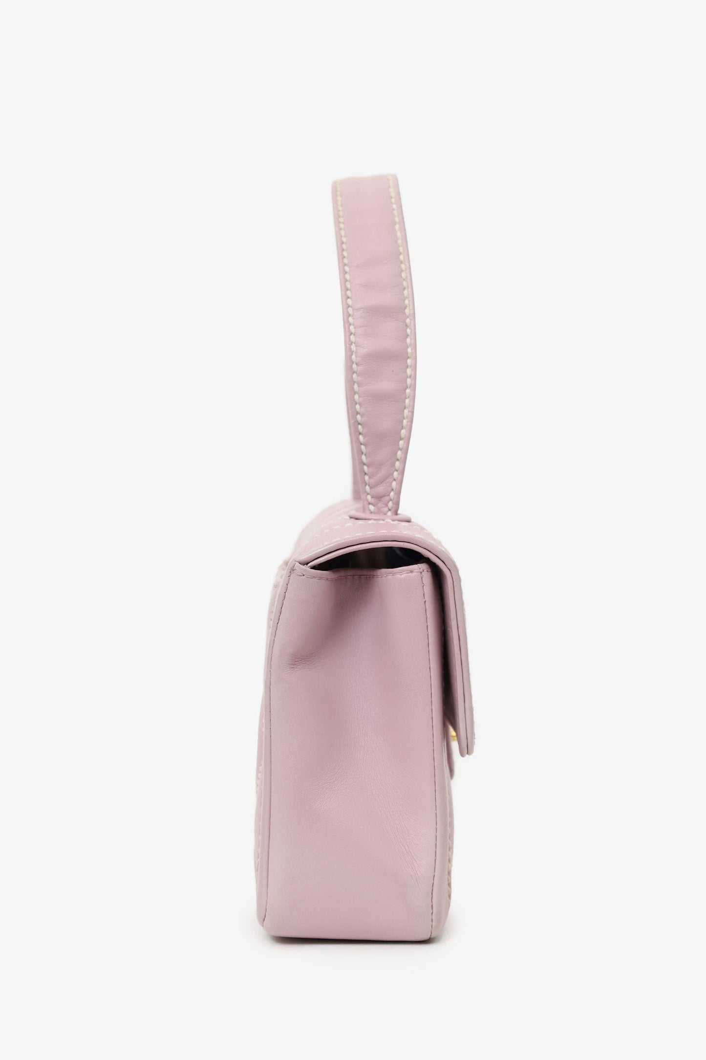 Chanel 2004-05 Lilac Purple Wild Stitch Medium Top Handle Flap Bag
