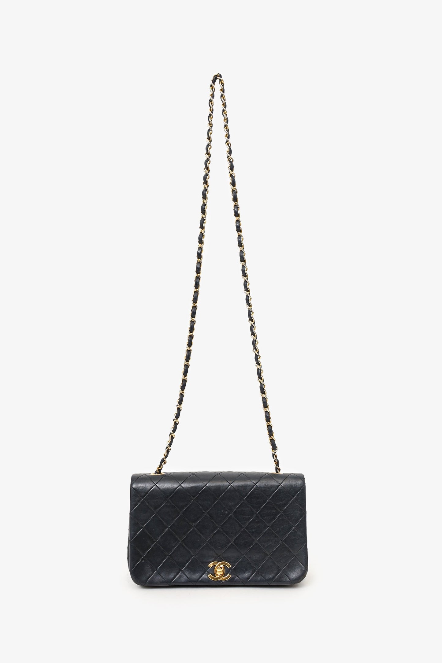Chanel 1989-91 Black Quilted Lambskin Full Flap Bag (As Is)