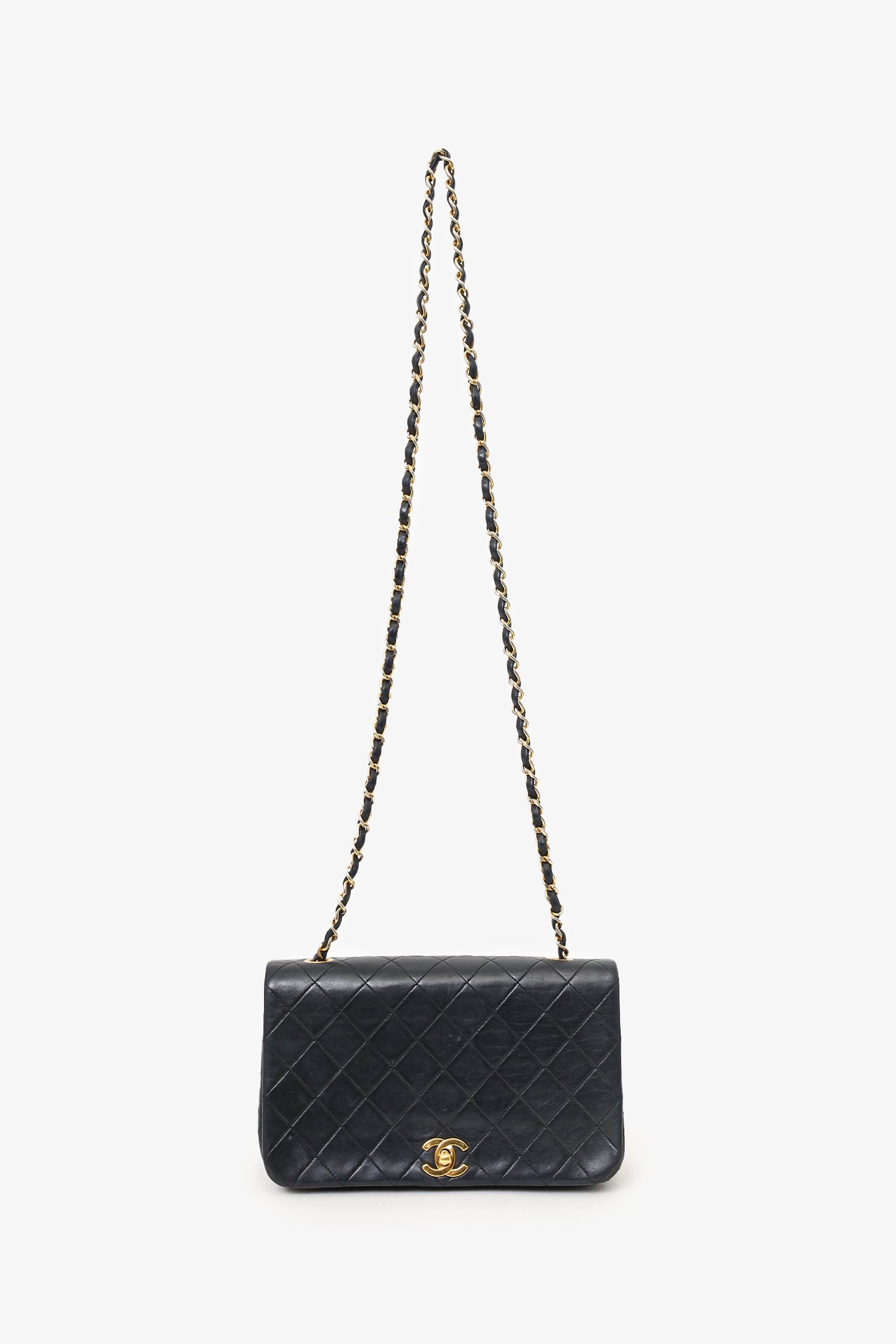 Chanel 1989-91 Black Quilted Lambskin Full Flap Bag (As Is)