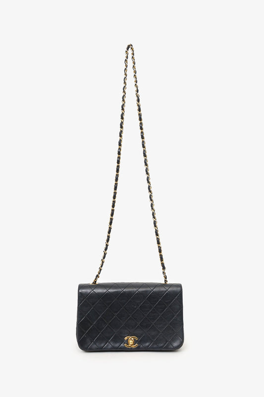 Chanel 1989-91 Black Quilted Lambskin Full Flap Bag (As Is)