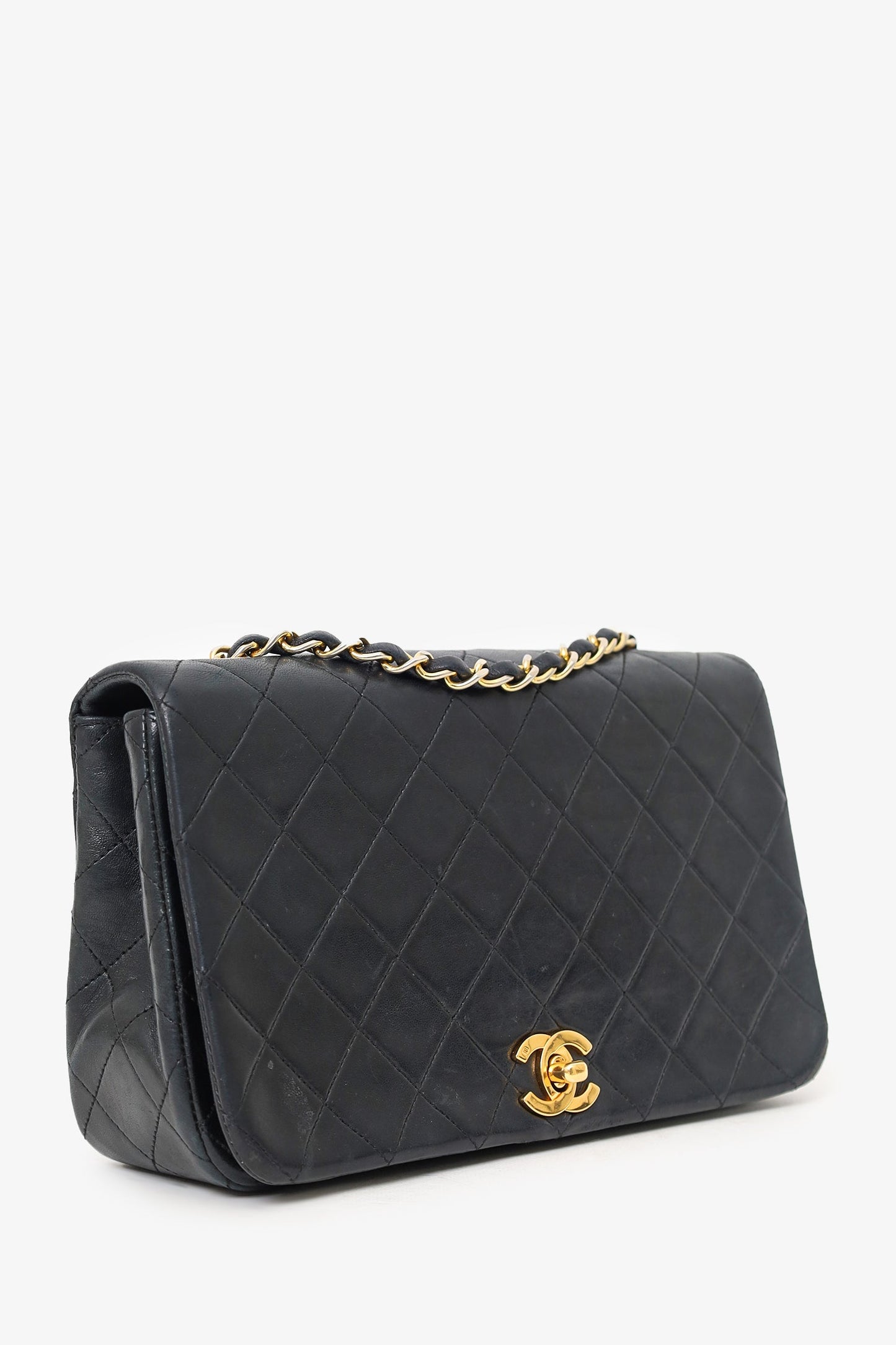 Chanel 1989-91 Black Quilted Lambskin Full Flap Bag (As Is)