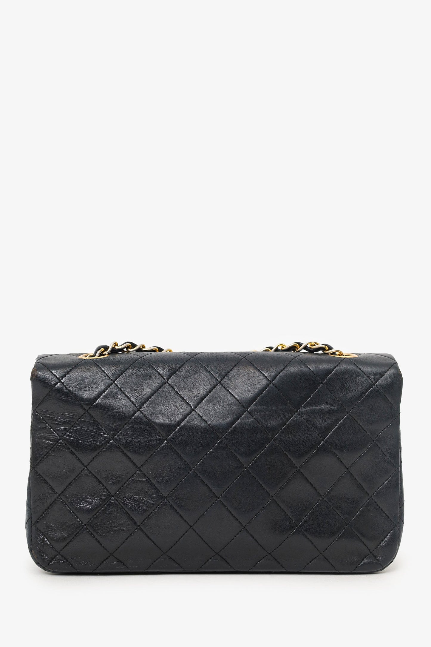Chanel 1989-91 Black Quilted Lambskin Full Flap Bag (As Is)