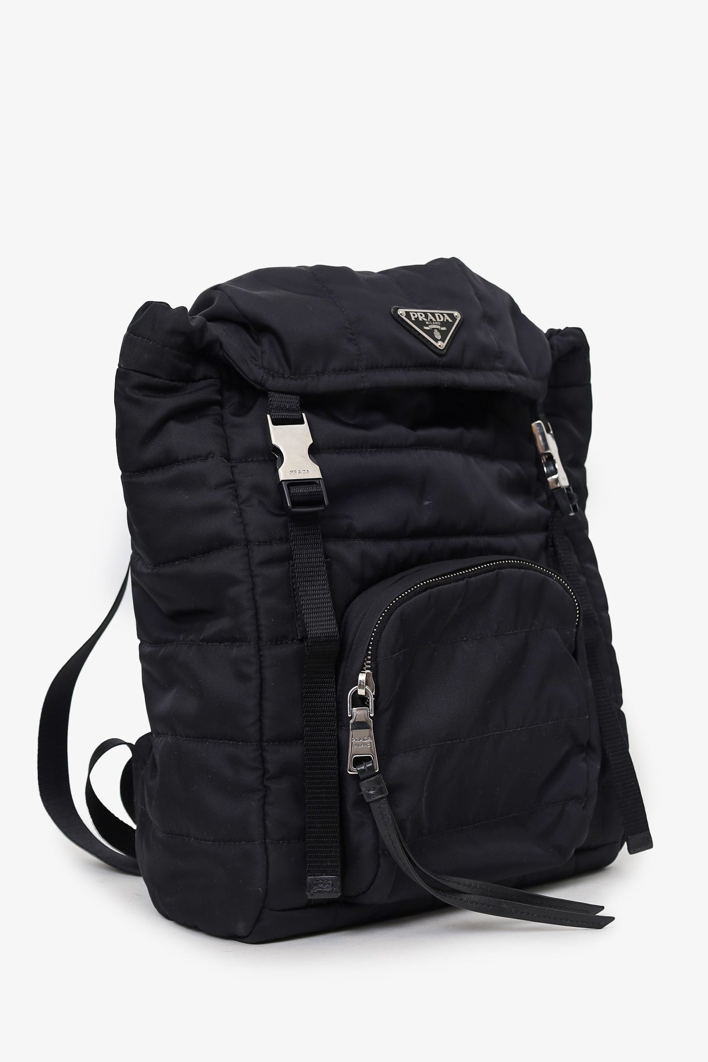 Prada Quilted Tessuto Nylon Double Buckle Backpack