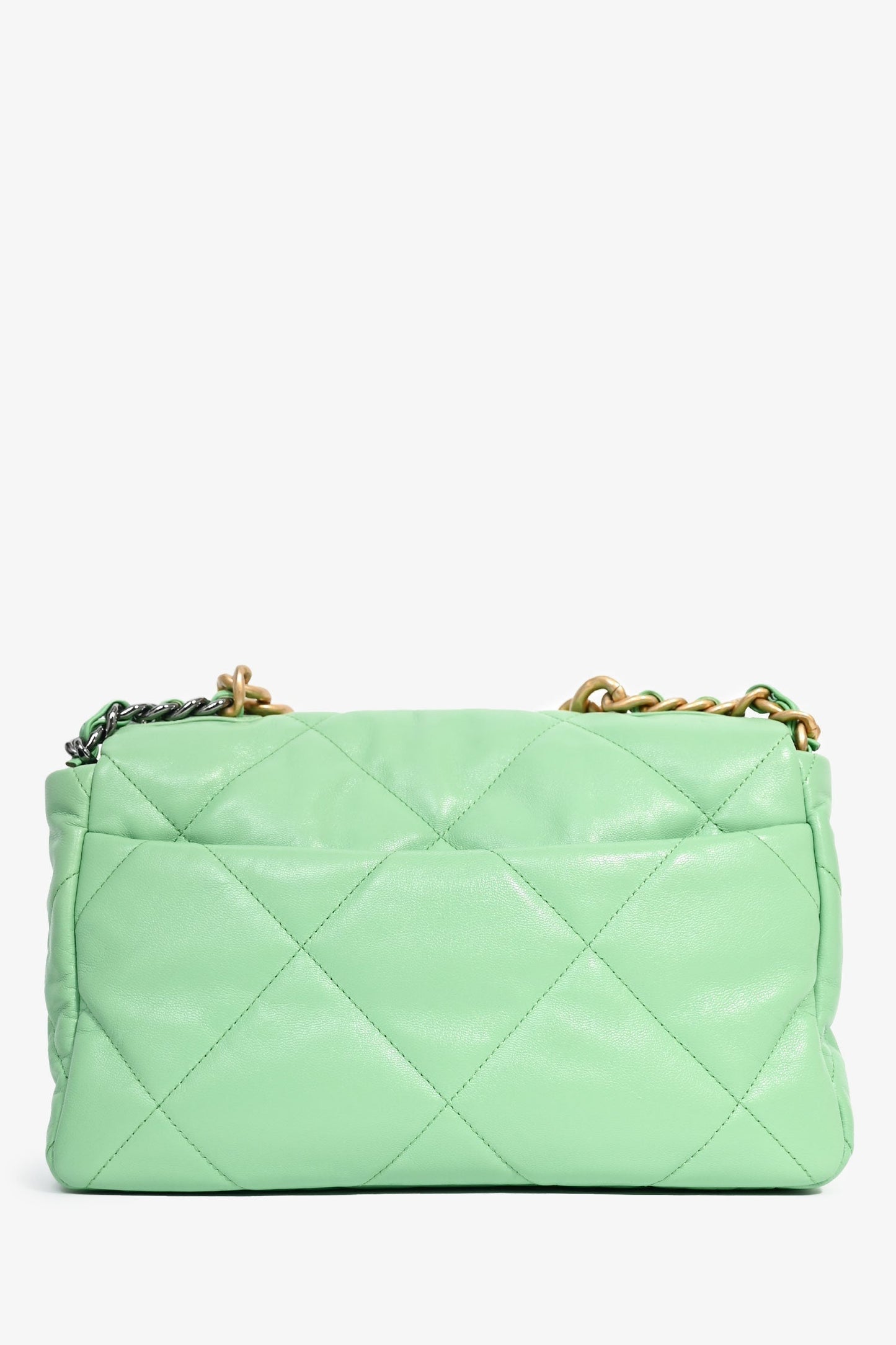 Chanel Green Leather Large 19 Flap Shoulder Bag