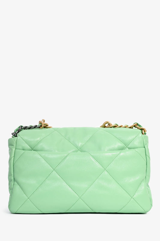 Chanel Green Leather Large 19 Flap Shoulder Bag