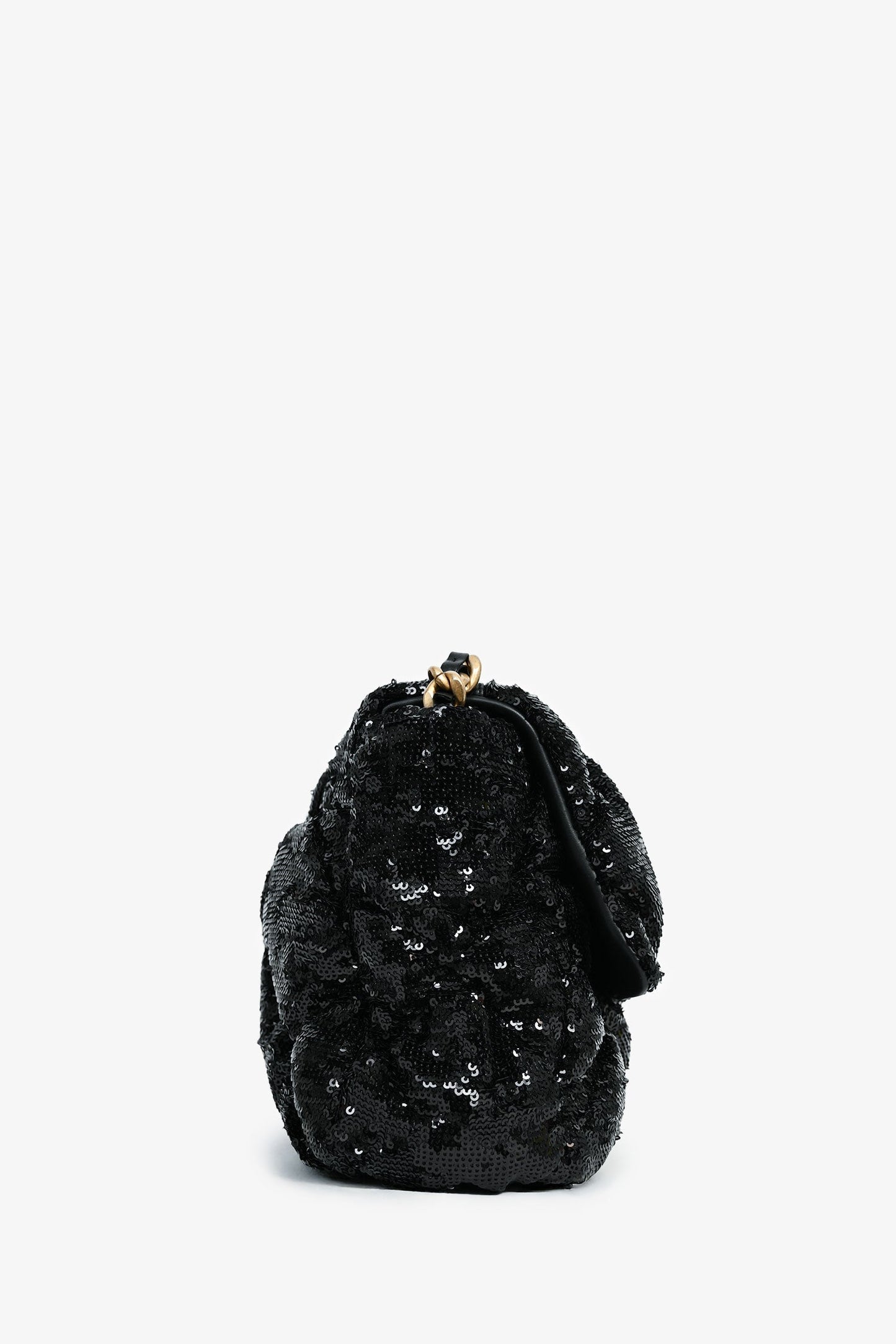 Chanel Black Sequin Tweed Large 19 Flap Bag