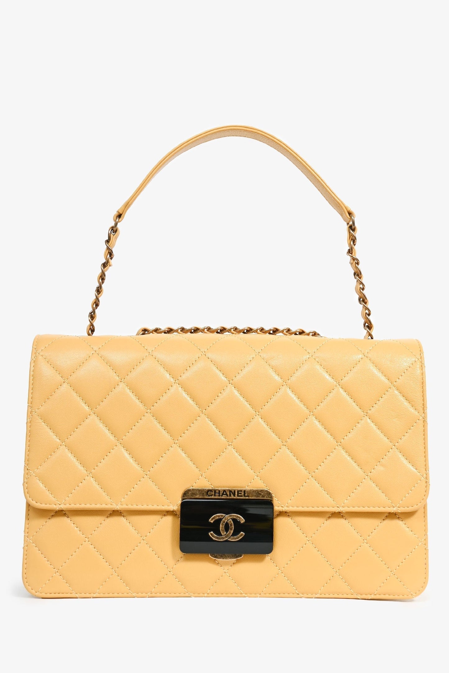 Chanel 2016-17 Yellow Quilted Leather Large Beauty Lock Chain Bag