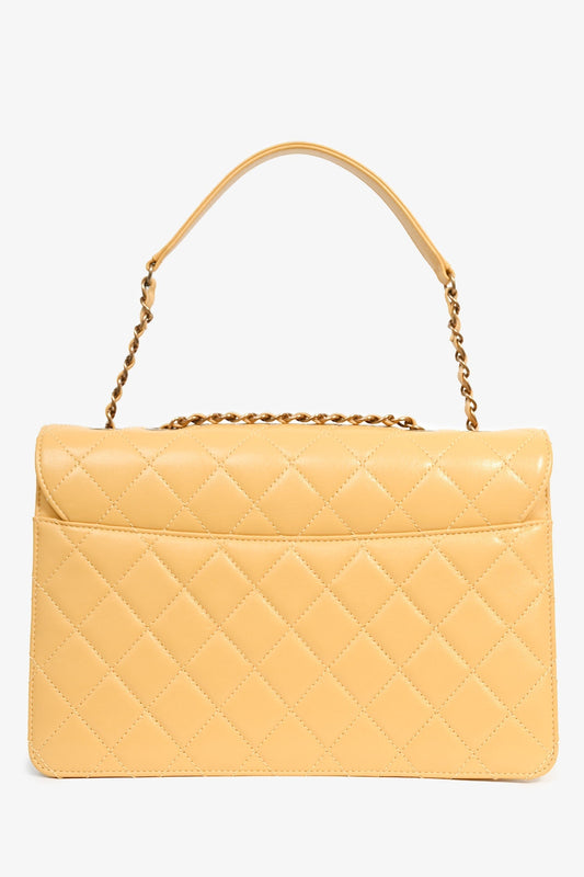 Chanel 2016-17 Yellow Quilted Leather Large Beauty Lock Chain Bag