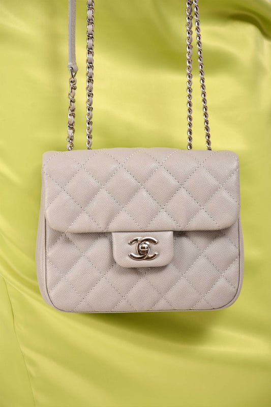 Chanel 2018 Light Grey Caviar Small Urban Companion Bag