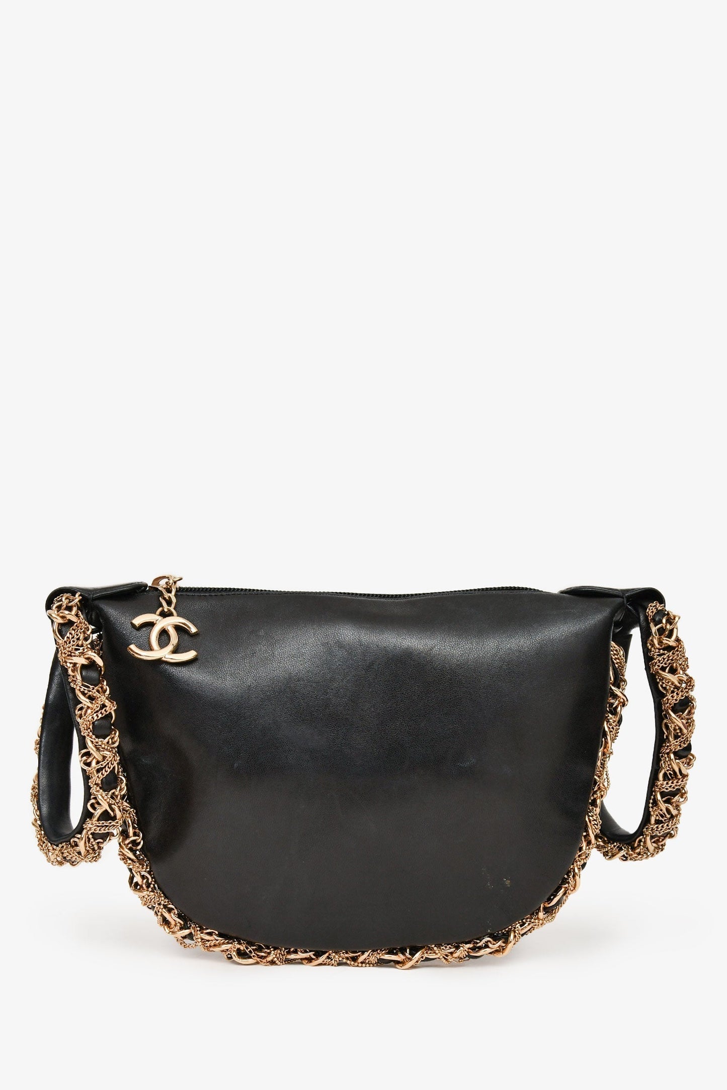 Chanel 2012/13 Black Lambskin Twisted Chain Hobo Mini Handbag