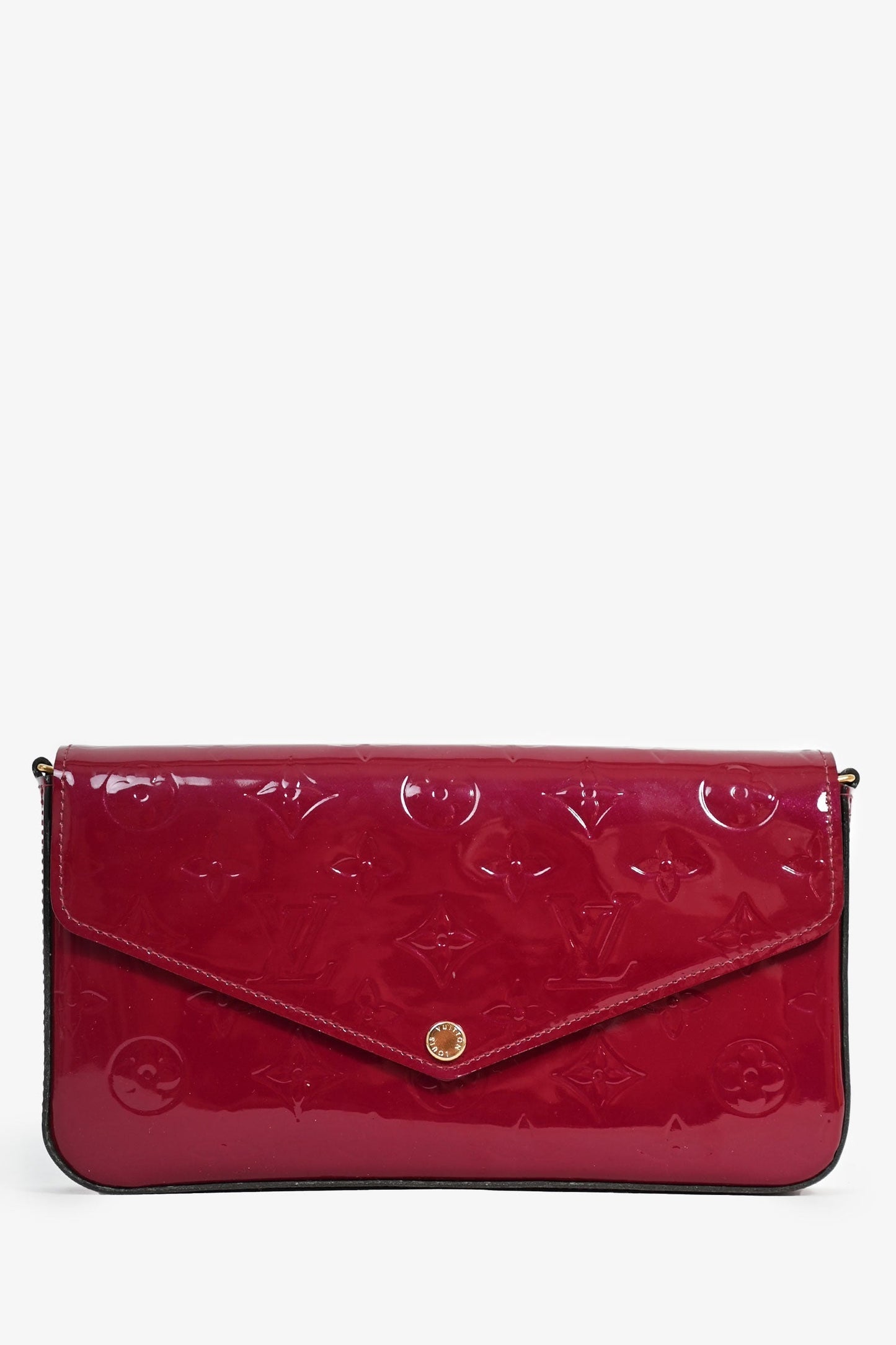 Louis Vuitton 2015 Burgundy Monogram Vernis 'Felecie' Pochette on Chain with Inserts