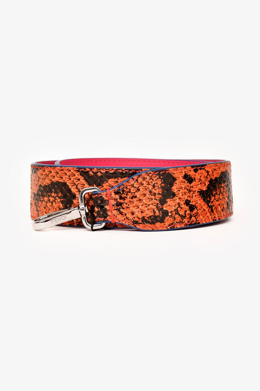 Fendi Pink/Orange Python/Leather Bag Strap