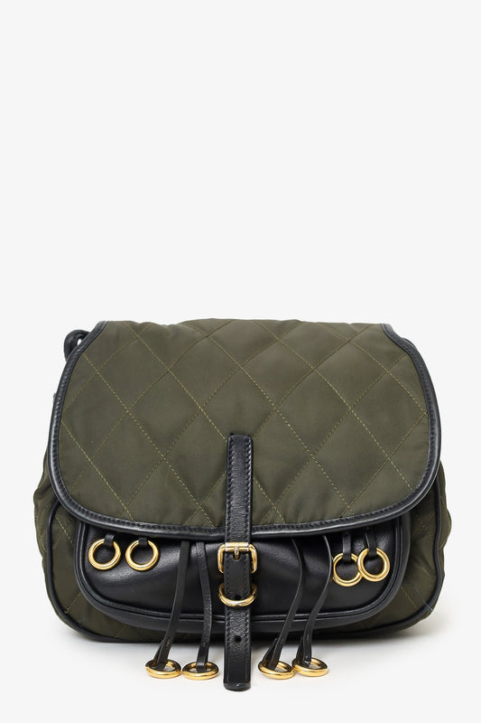 Prada Green Nylon/Leather Quilted Impunture Corsaire Crossbody