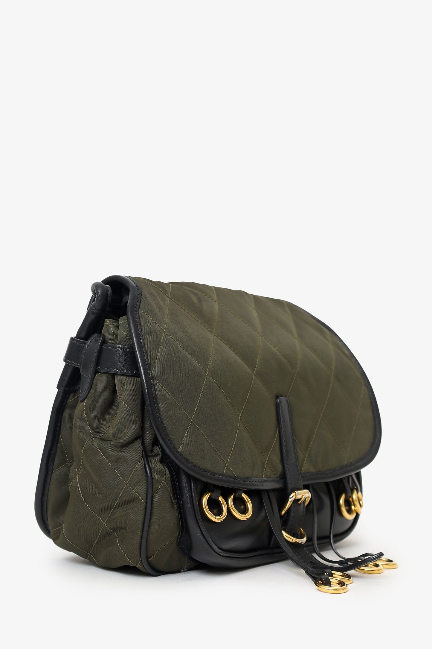 Prada Green Nylon/Leather Quilted Impunture Corsaire Crossbody