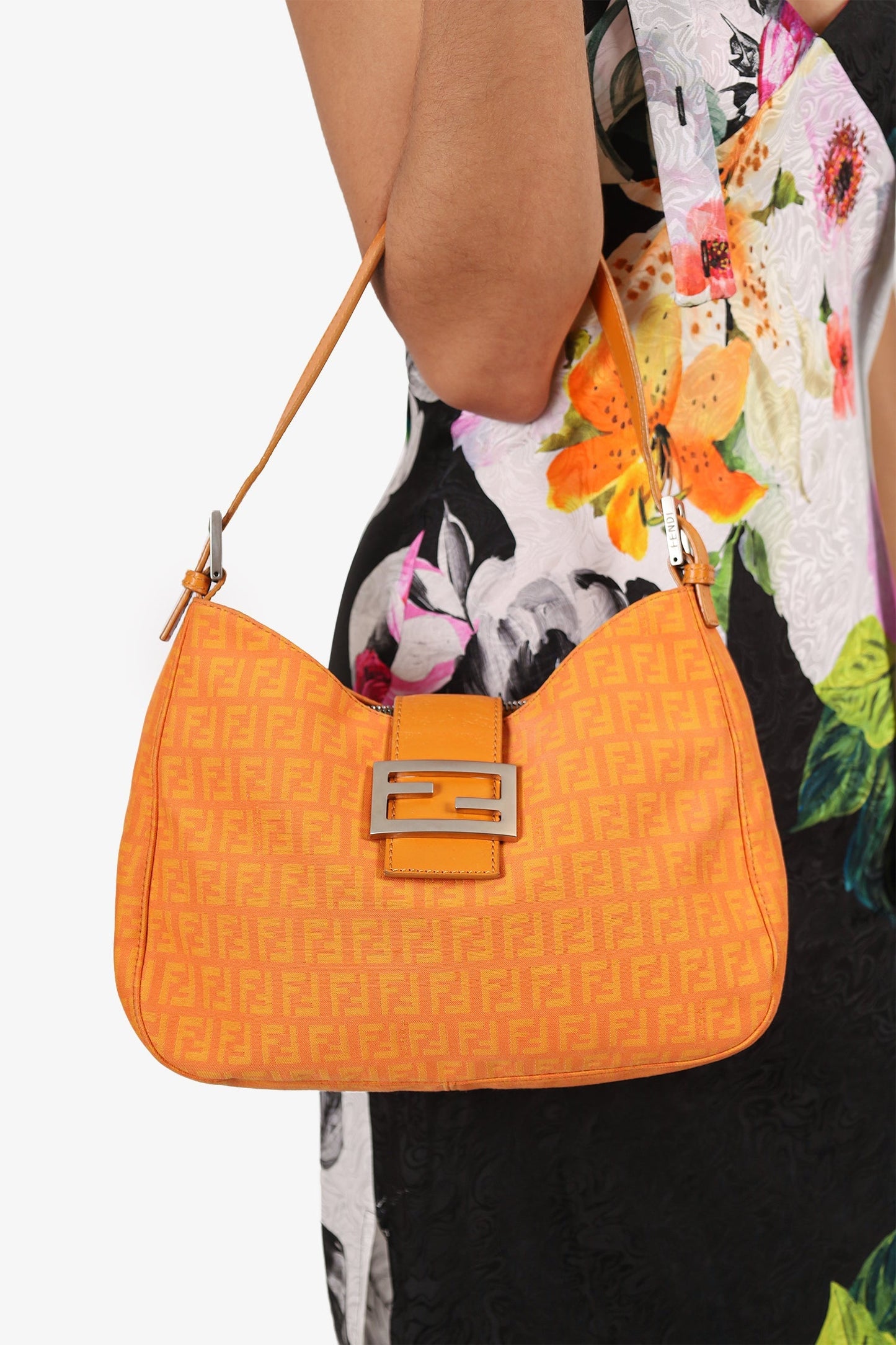 Fendi Orange FF Zucchini Canvas Baguette Shoulder Bag