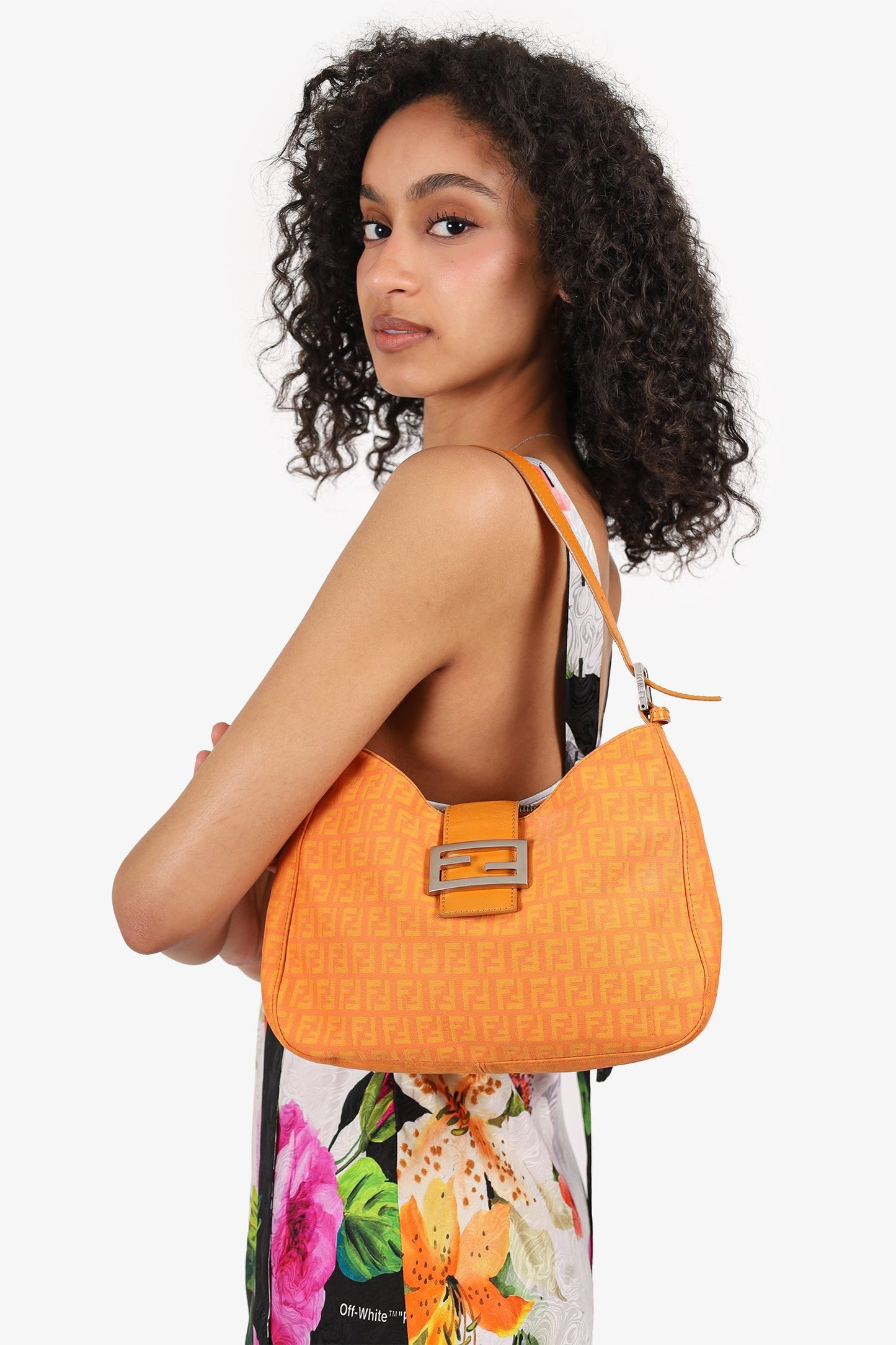 Fendi Orange FF Zucchini Canvas Baguette Shoulder Bag