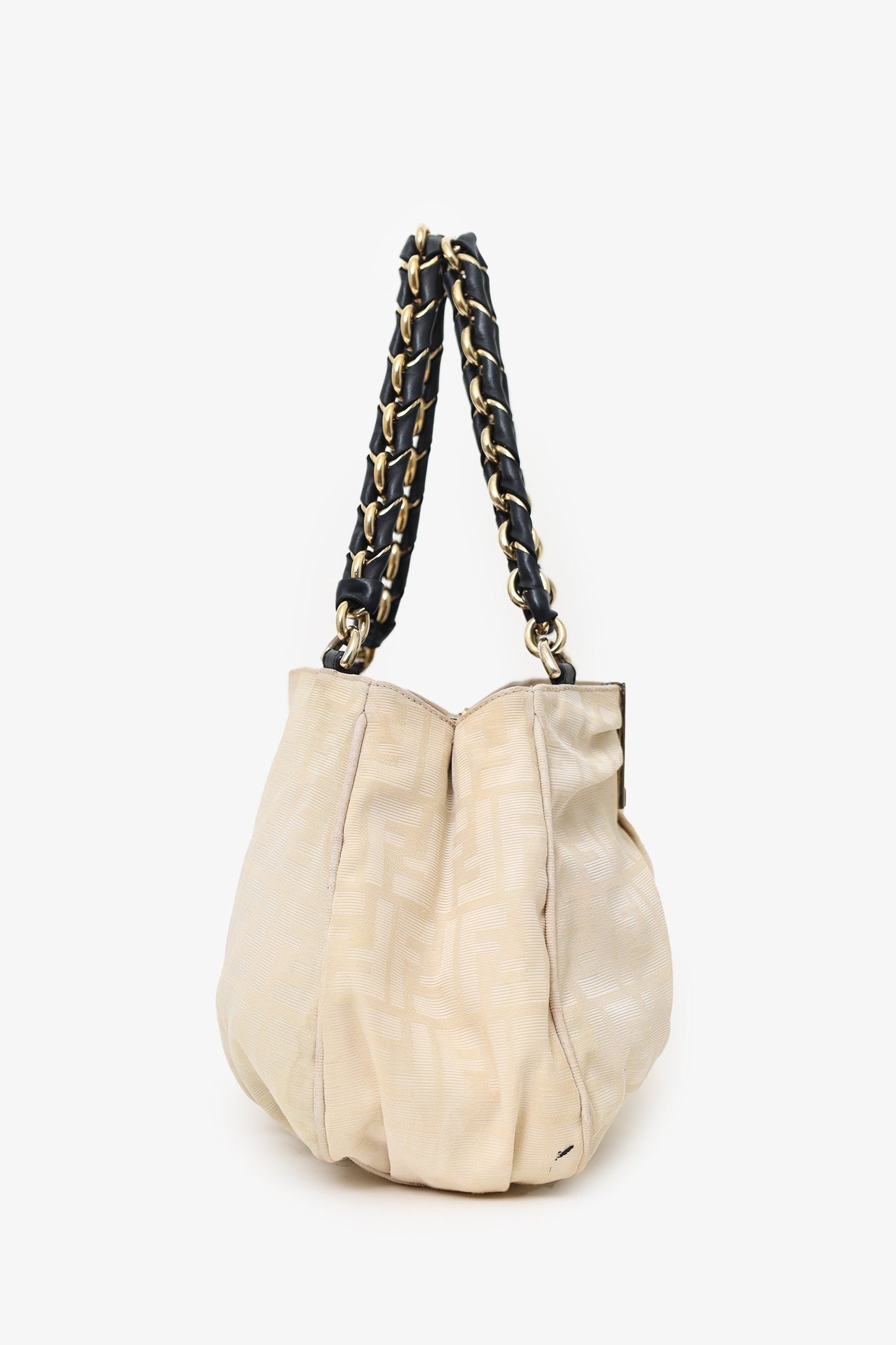 Fendi Beige FF Zucca Canvas Mia Chain Tote