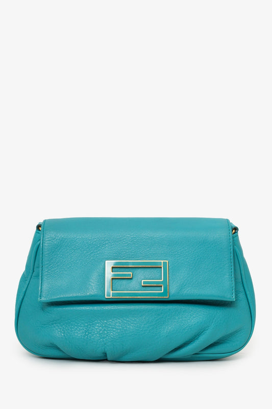 Fendi Blue Leather Fendista Pochette Crossbody Bag