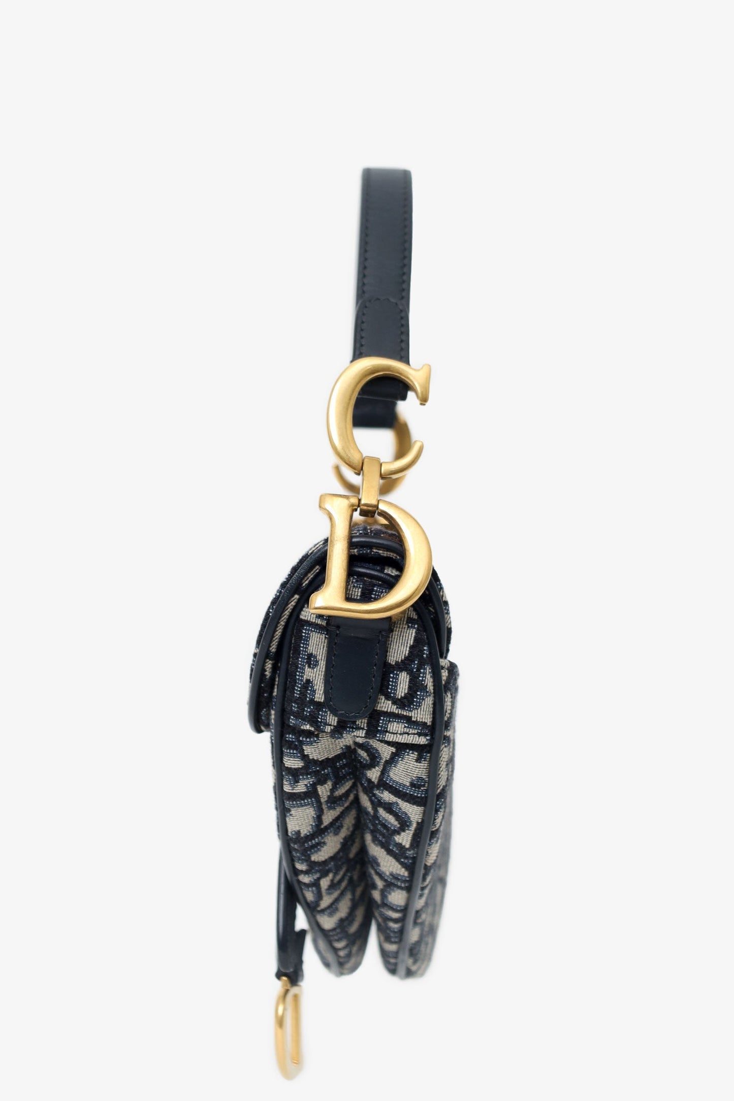 Christian Dior 2019 Blue Oblique Jacquard Mini Saddle Bag With Strap