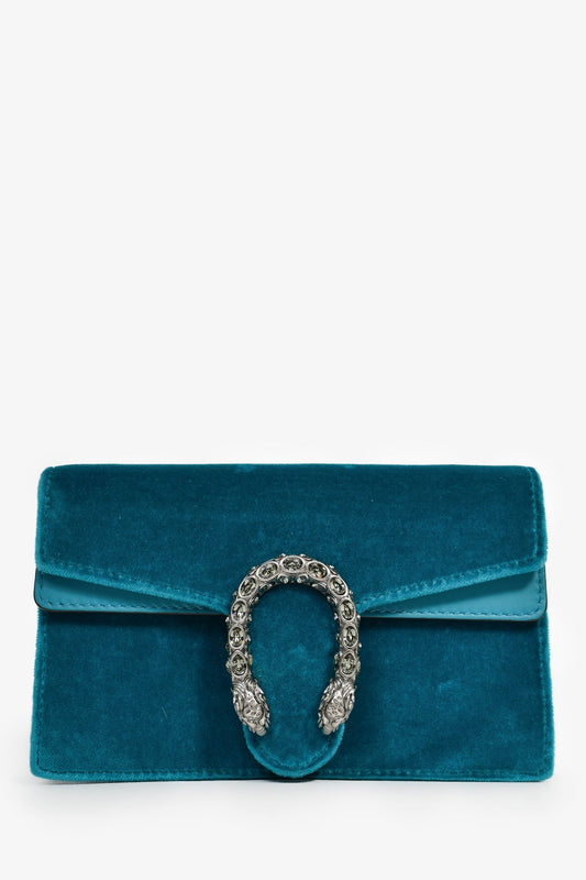 Gucci Teal Velvet Super Mini Dionysus Crossbody