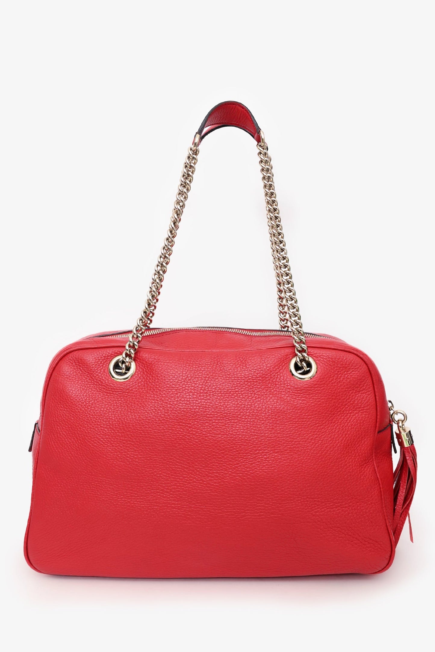Gucci Red Leather Soho Chain Shoulder Bag