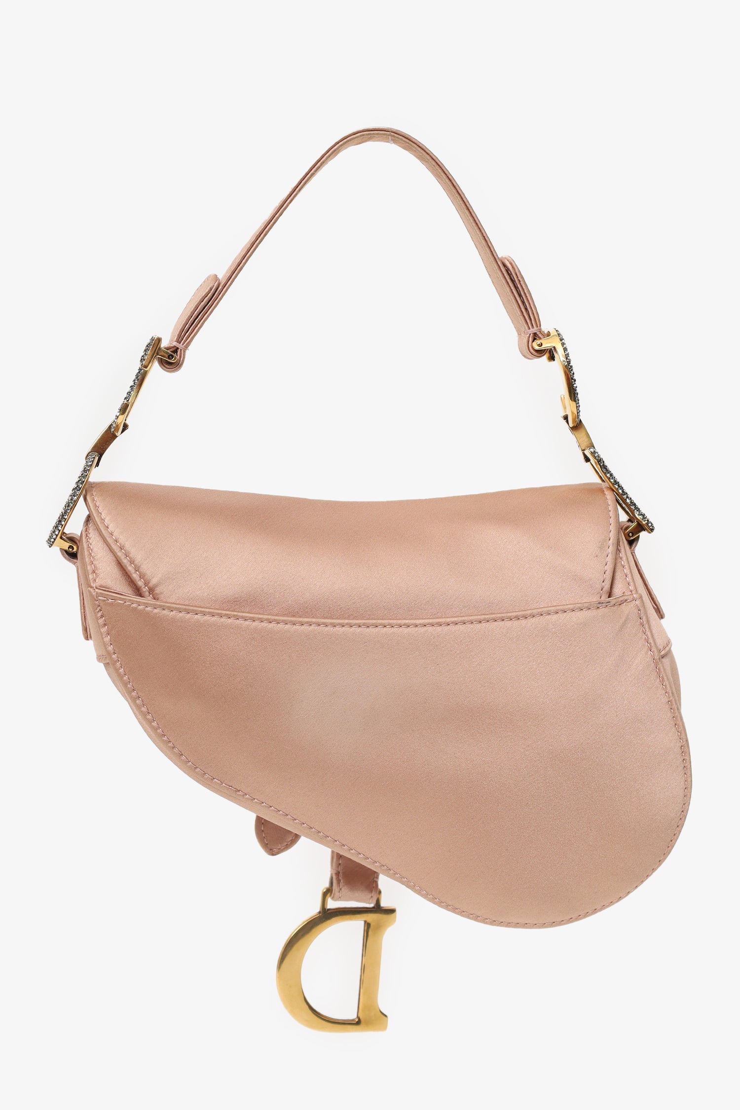 Christian Dior 2019 Pink Satin Crystal Embellished Mini Saddle Bag