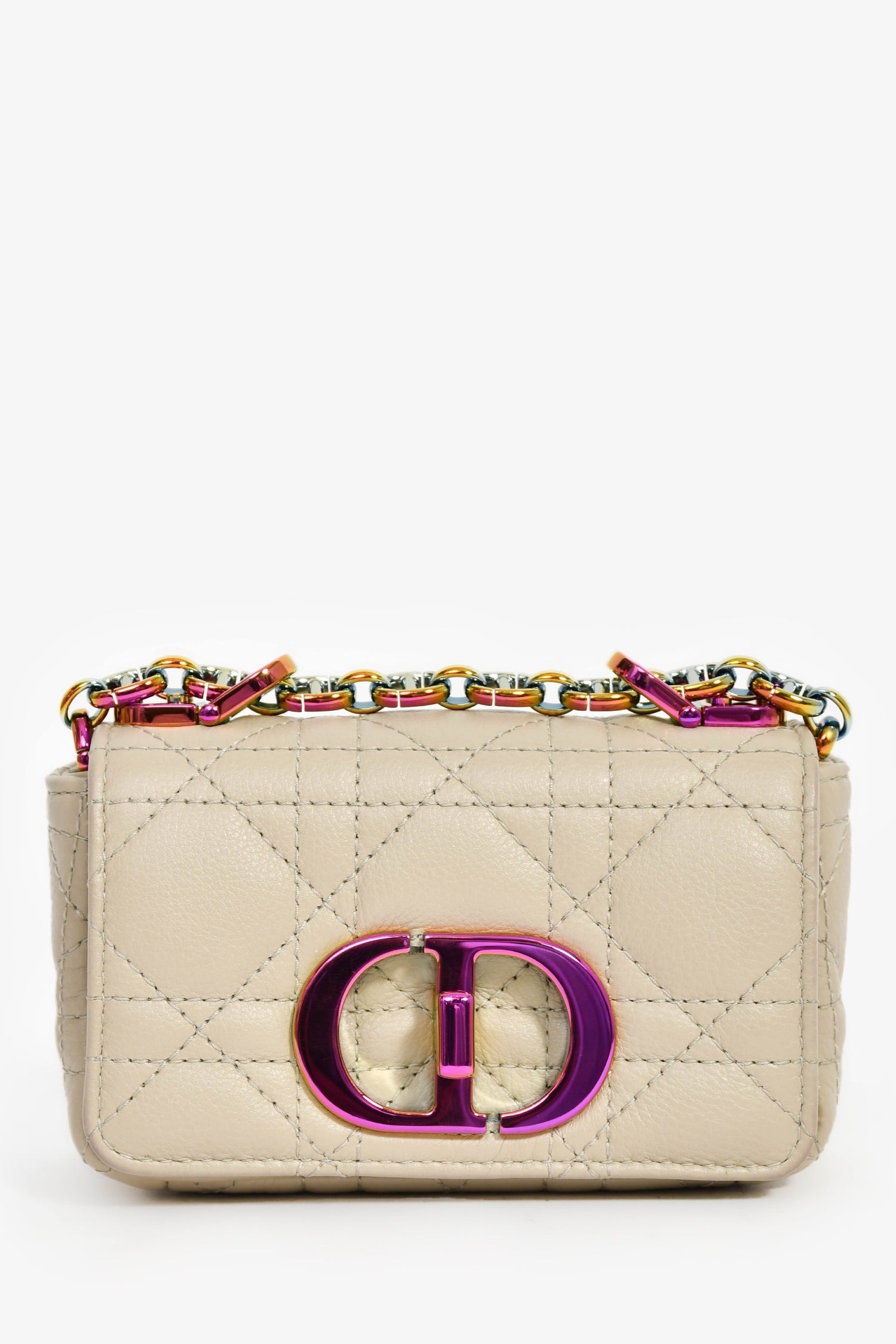 Christian Dior 2022 Grey Cannage Micro Caro Bag