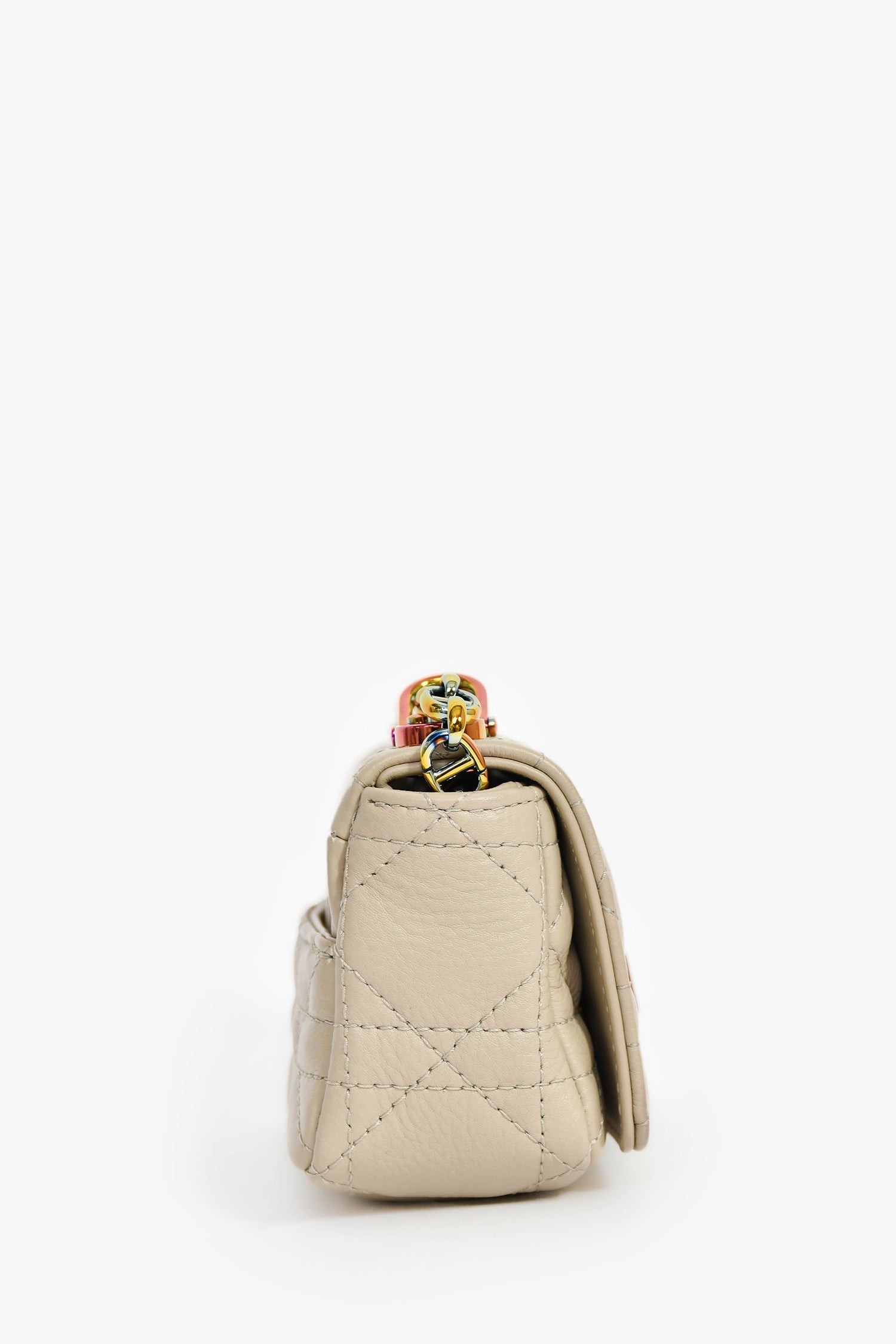 Christian Dior 2022 Grey Cannage Micro Caro Bag