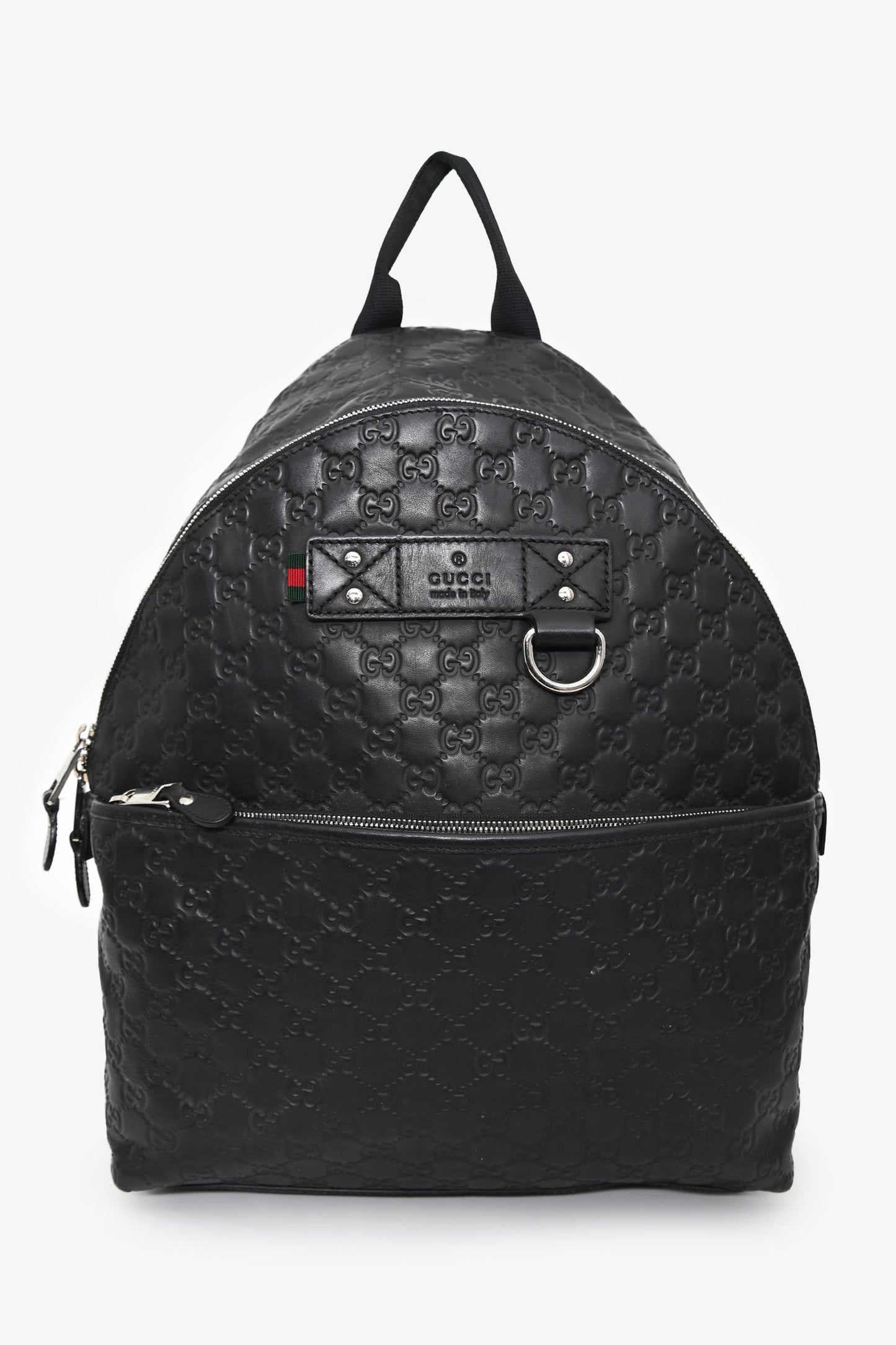 Gucci Black Leather Guccissima GG Signature Backpack
