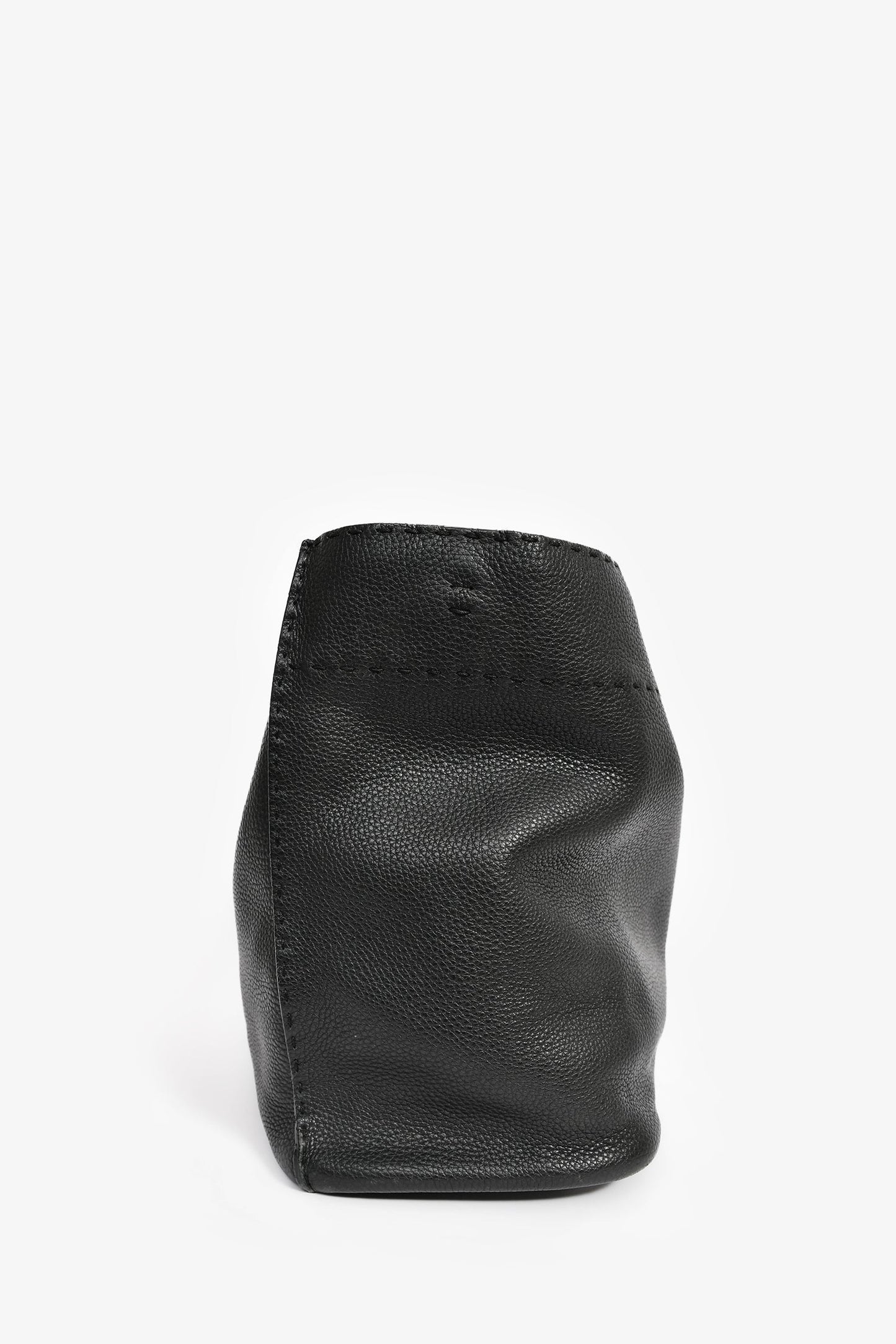 Fendi Black Leather Selleria Anna Bucket Bag with Strap