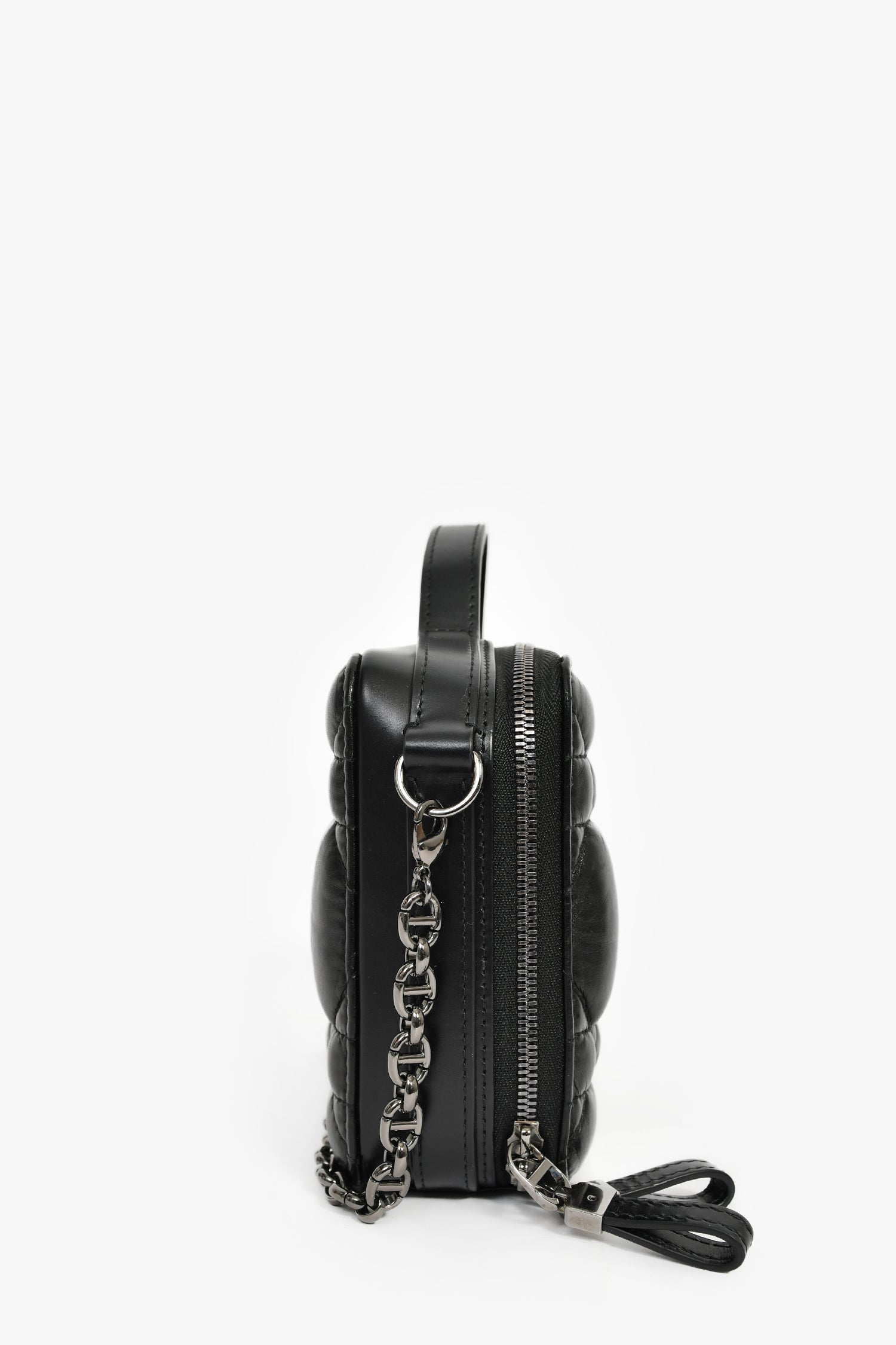Christian Dior Black Puff Cannage Zip Around Chain 'Caro Box' Bag