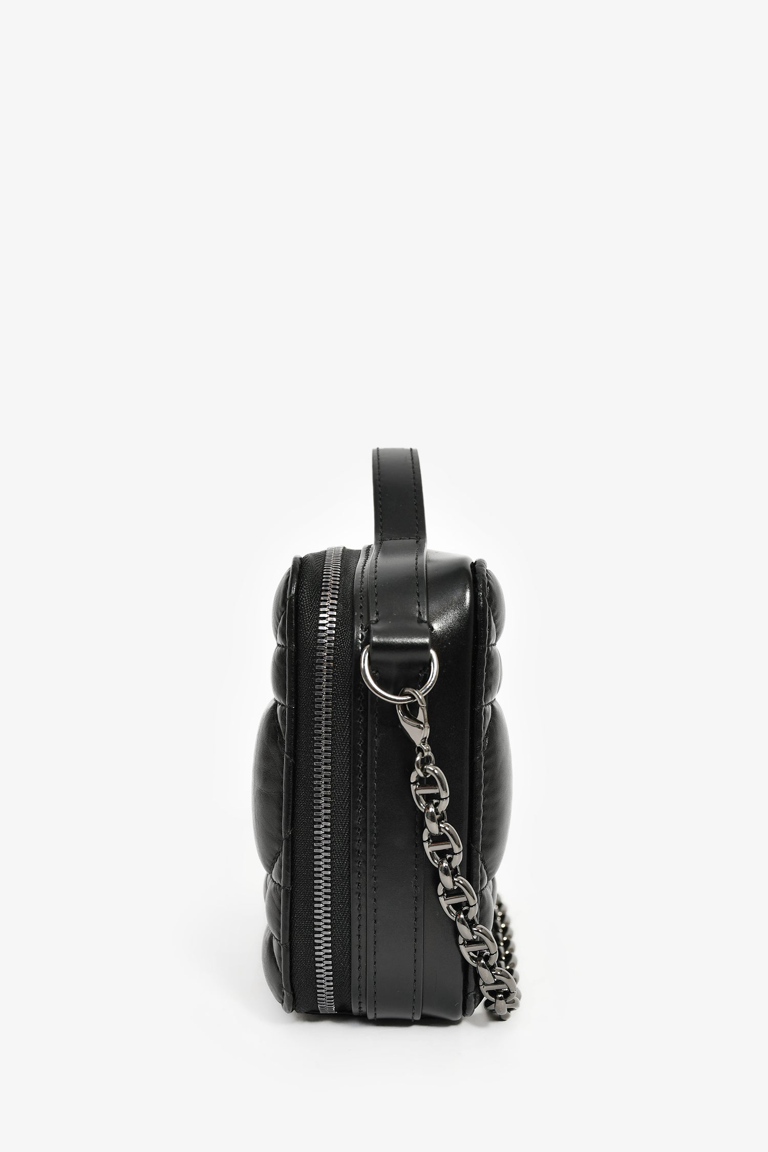 Christian Dior Black Puff Cannage Zip Around Chain 'Caro Box' Bag