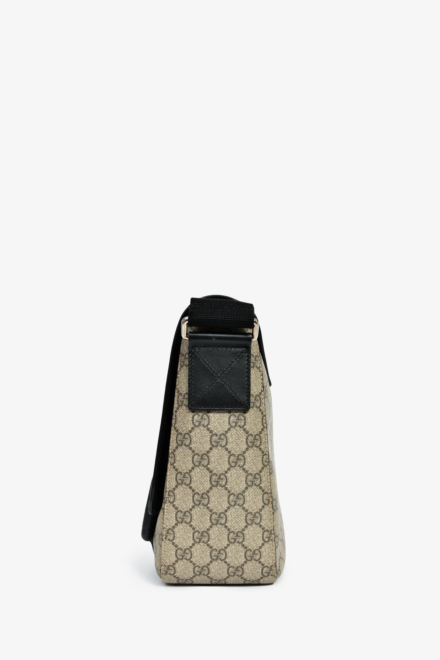 Gucci Brown/Black GG Supreme Web Detail Messenger Bag