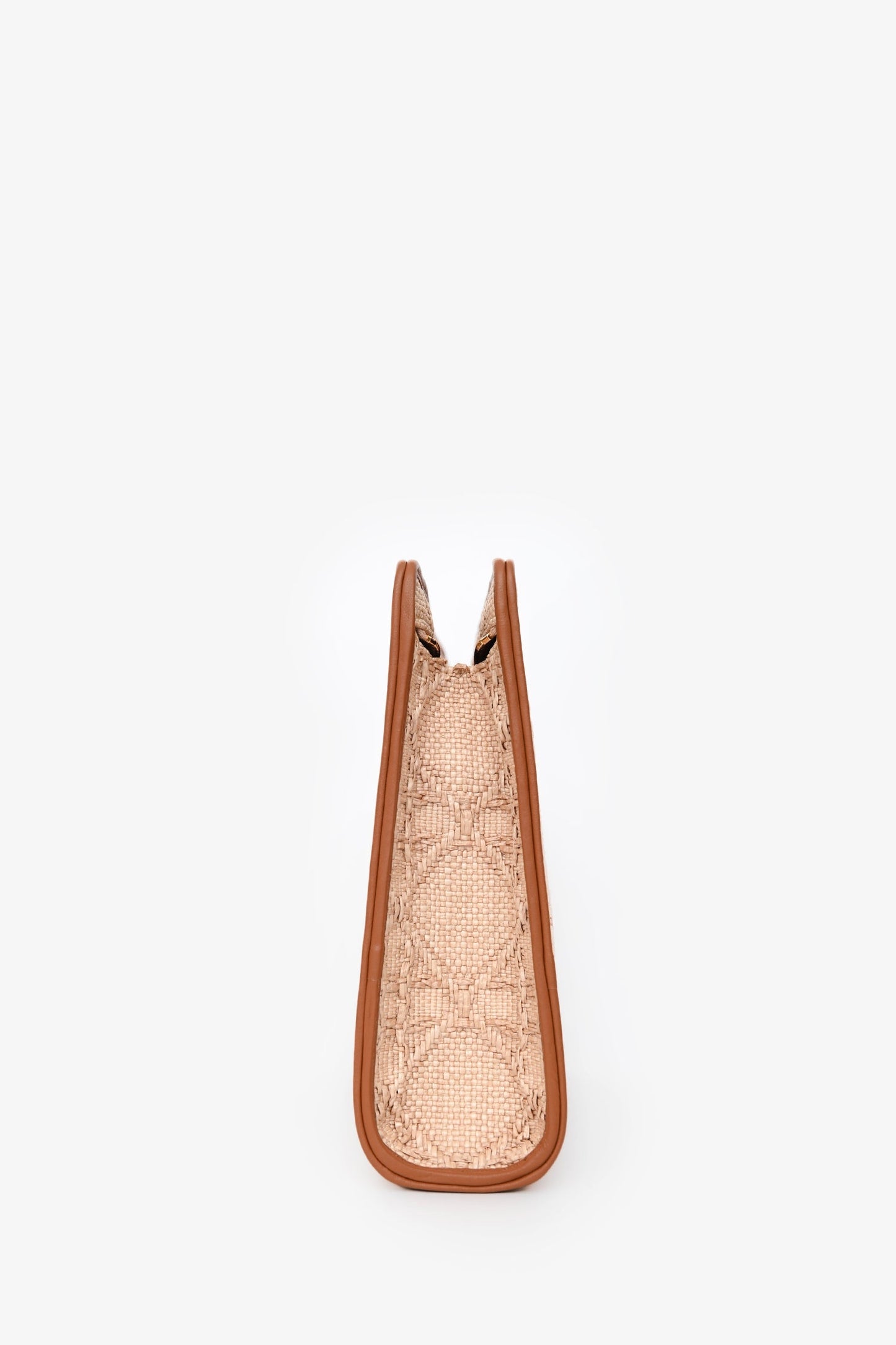 Christian Dior Brown Straw Logo Clutch