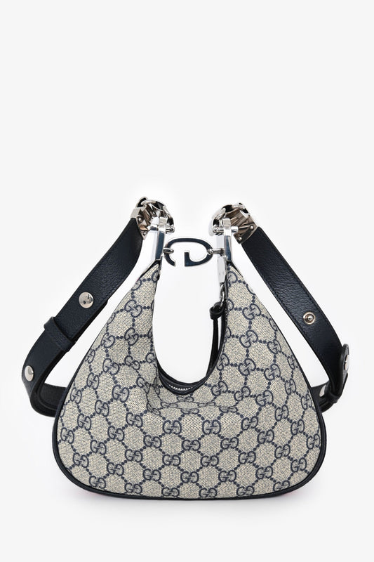 Gucci Blue Canvas/Leather GG 'Attache' Small Bag with Strap