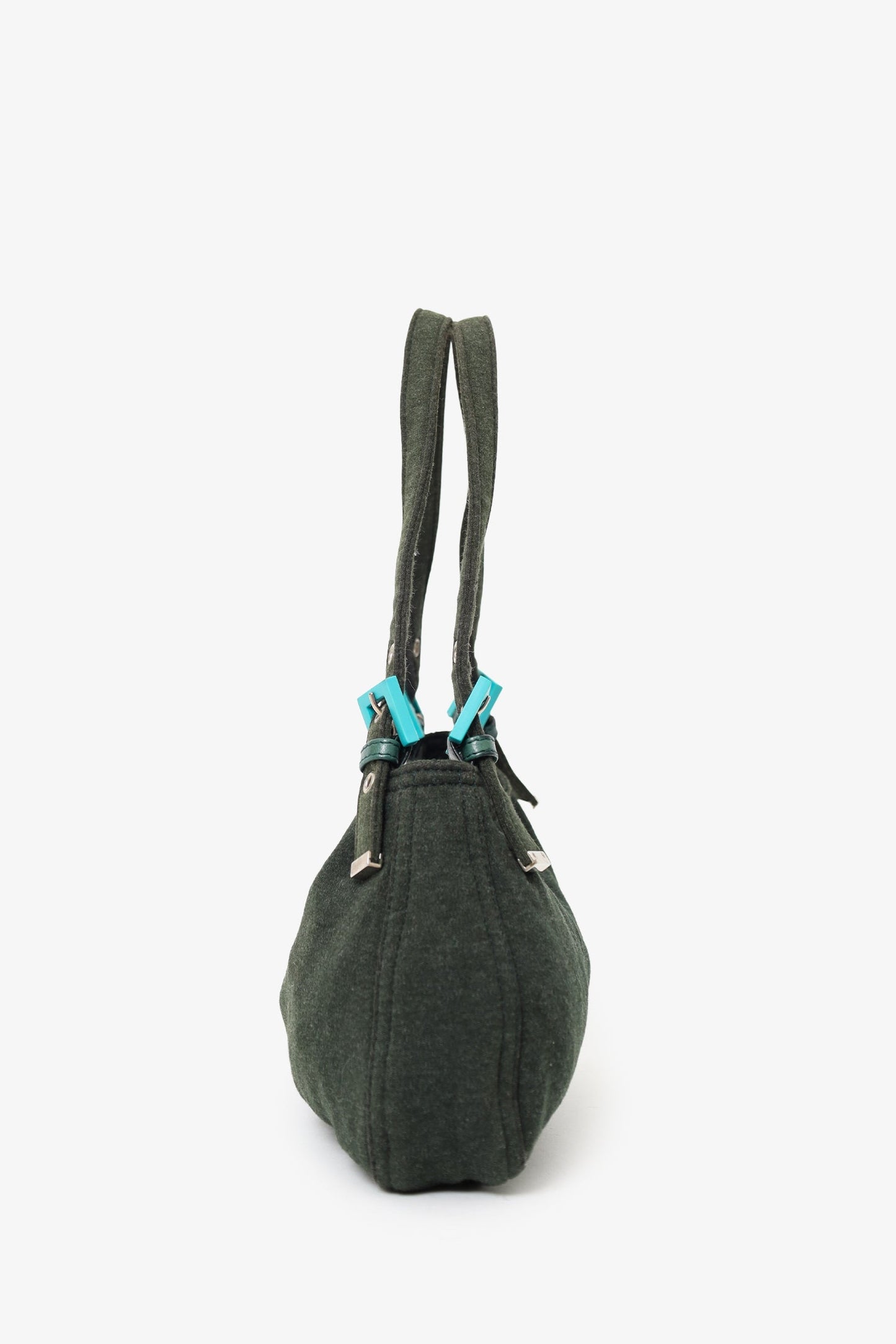 Fendi Green/Blue Jersey Double Strap Mama Baguette Bag